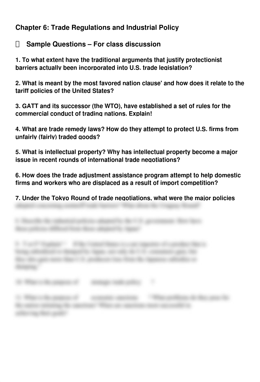 Practice Questions, chapter 6 Trade Policy_d1kjj96bhq4_page1