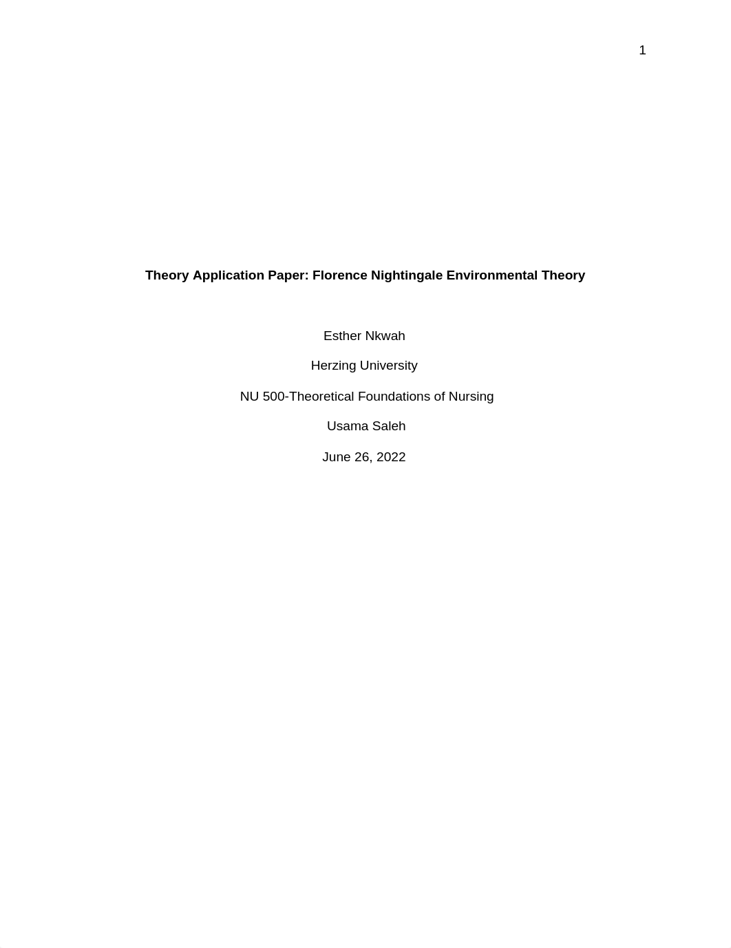 Theory Application Paper_ Florence Nightingale Environmental Theory.docx_d1klui7njey_page1