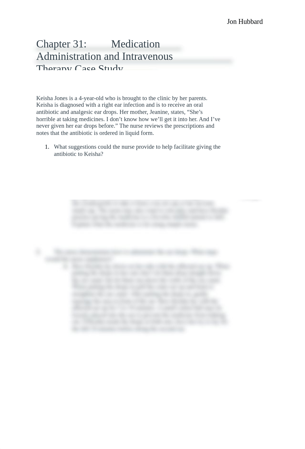 Chapter 31 - Medication Administration and Intravenous Therapy Case Study.docx_d1kpf14gn5u_page1