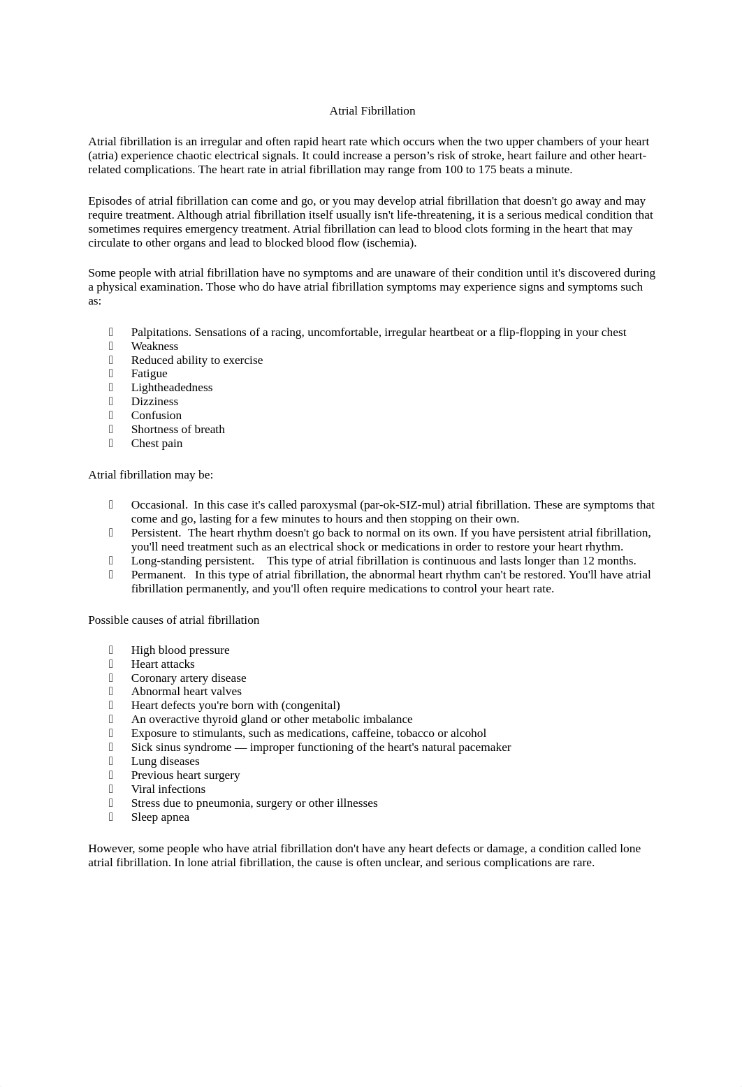 Atrial fibrillation is an irregular and often rapid heart rate that can increase a person.docx_d1kukmz3kbh_page1