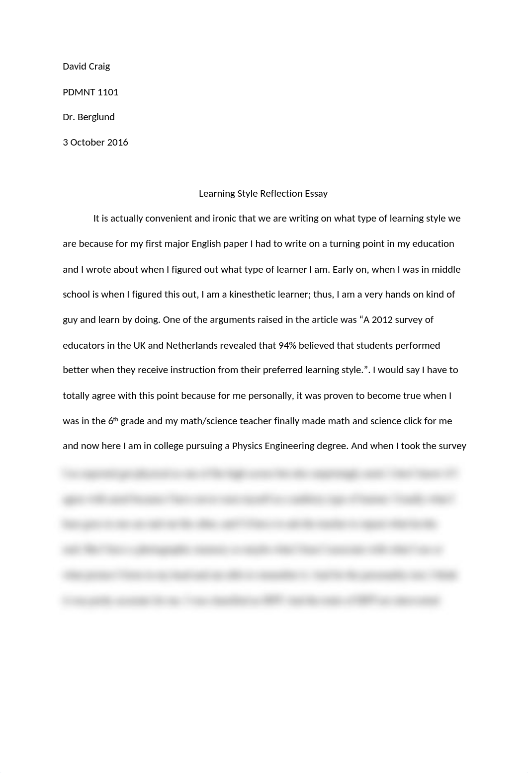 David Craig Learning style reflection essay.docx_d1liyleudyk_page1