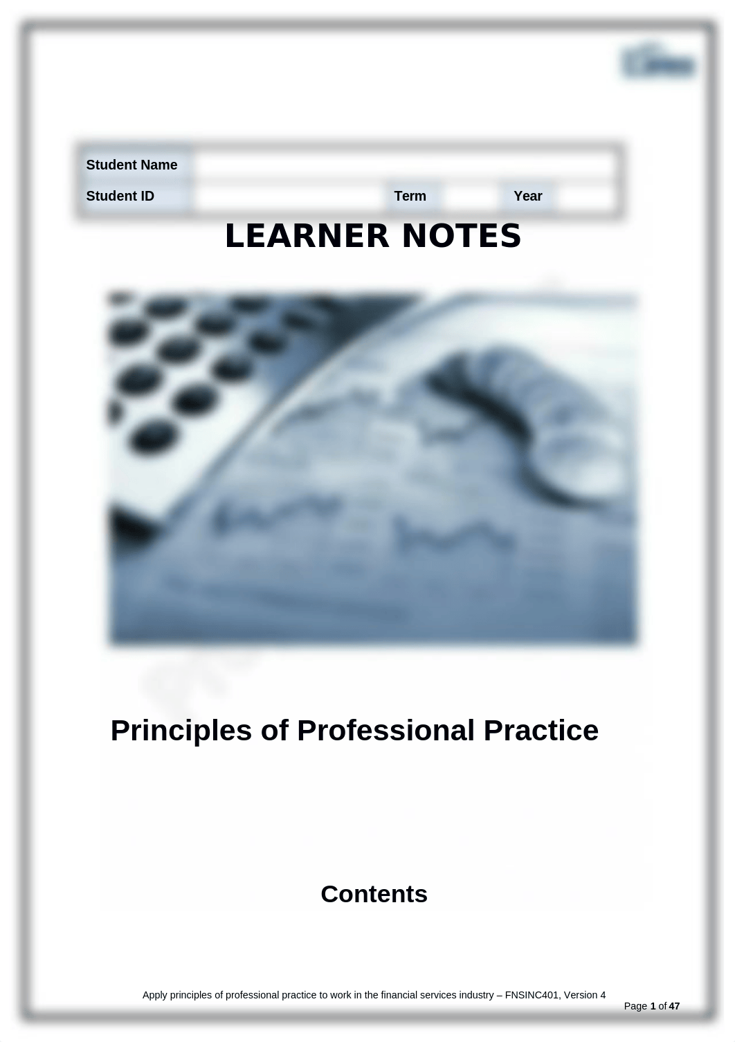 LN FNSINC401 Principles of Professional Practice_d1lj3aynask_page1