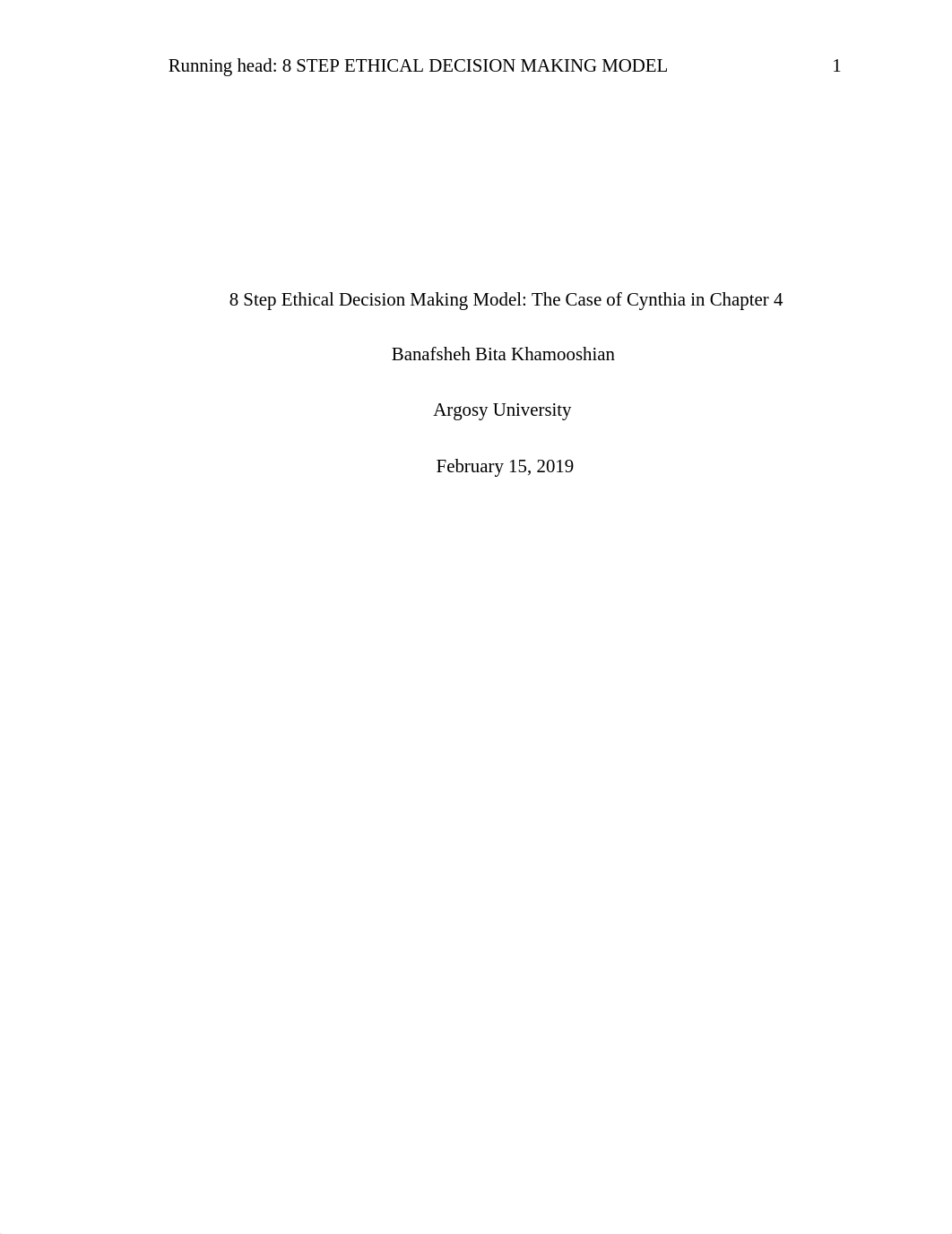 8 Step Ethical Decision Making Model, Case of Cynthia .doc_d1m3vxjw8ry_page1