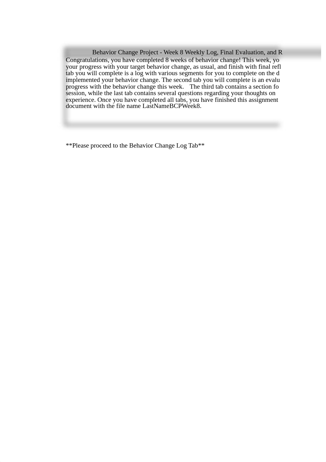 WEL 154 Module 8 Behavior Change Project - Weekly Log and Final Reflections.xlsx_d1nngdvm81i_page1