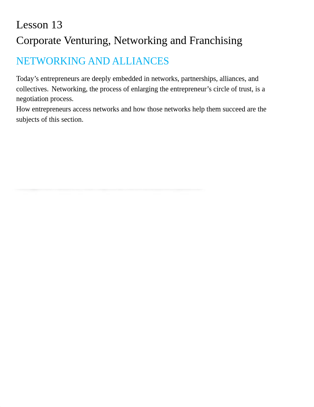 Lesson 13 Corporate Venturing, Networking and franchising.docx_d1onsm98jy1_page1