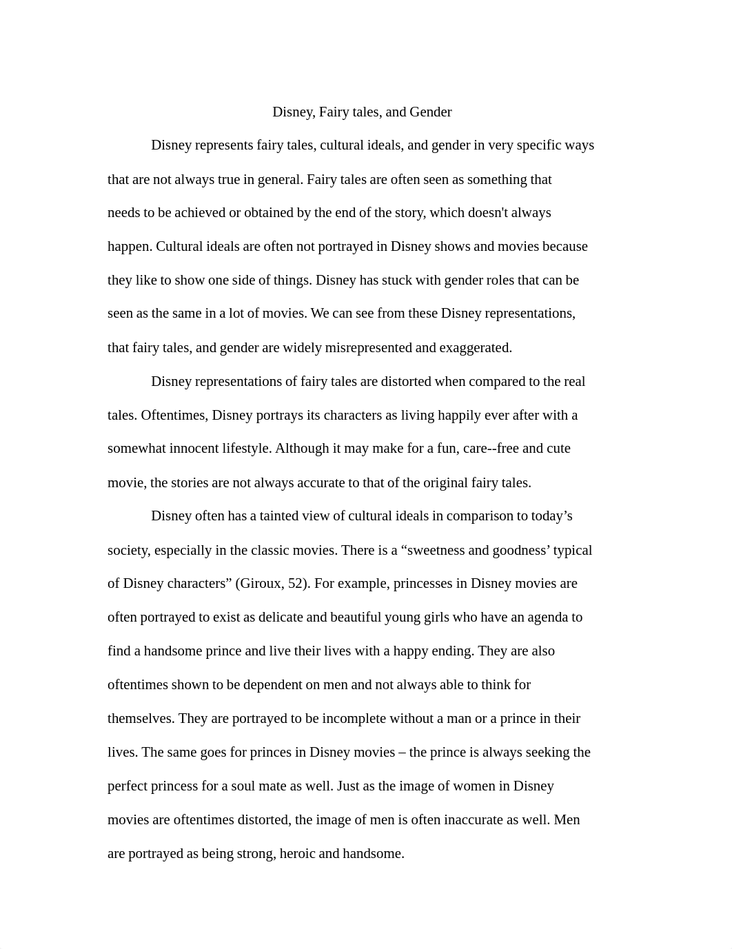 COMM 430 Discussion Essay #5 on Disney, Gender, and Fairy Tales_d1piomlwbe9_page1