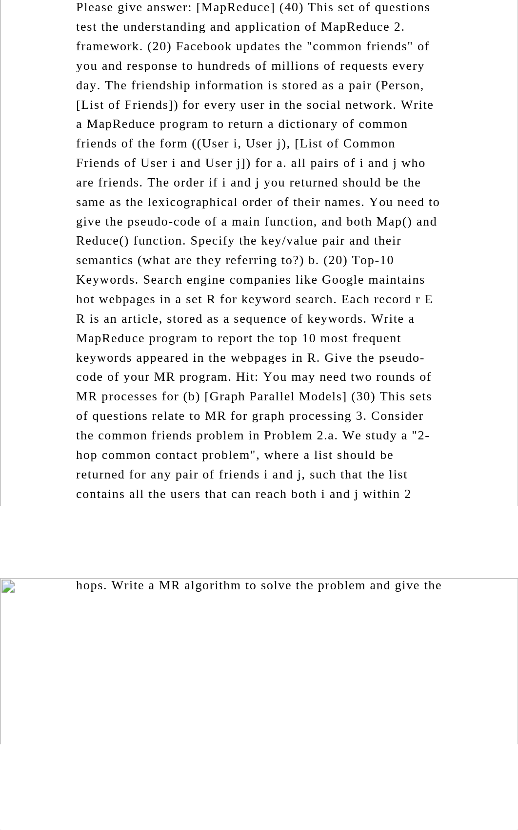 Please give answer [MapReduce] (40) This set of questions test the .docx_d1q0gpgrp17_page2