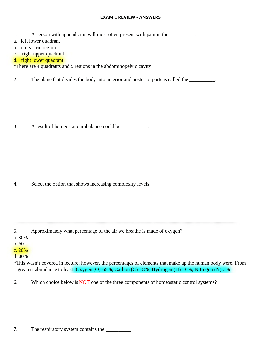 Exam 1 Review - ANSWERS - Intro, Chem. Cell-1 (1).docx_d1q2z9ly7du_page1