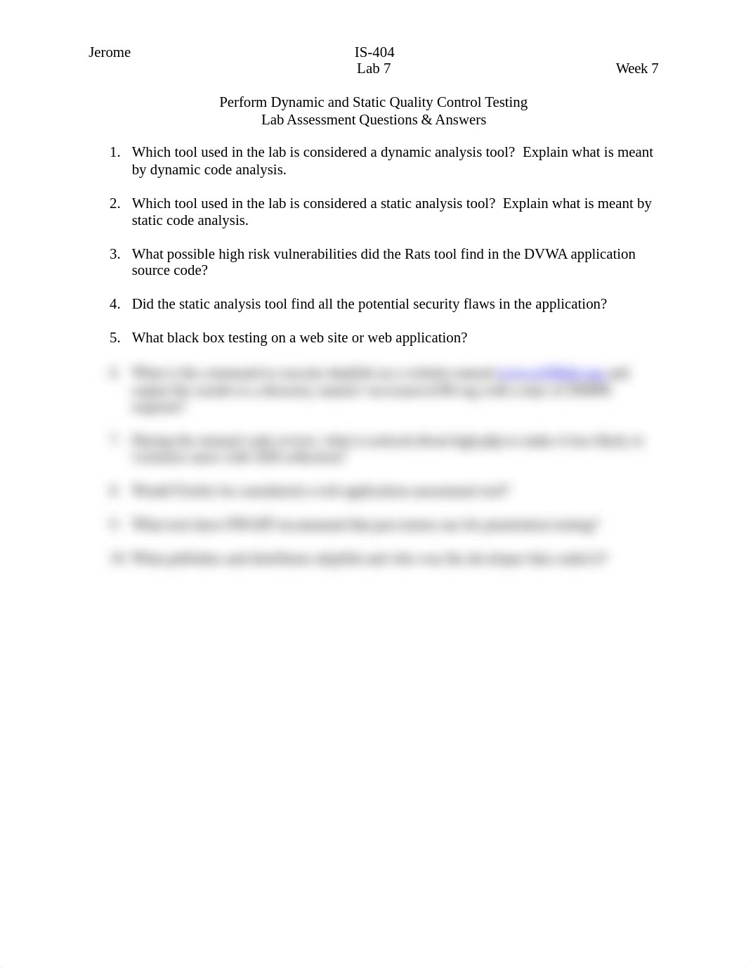 Week 7 - 10-24-2011 - Lab 7 - Perform Dynamic and Static Quality Control Testing.doc_d1qjws9tjfn_page1