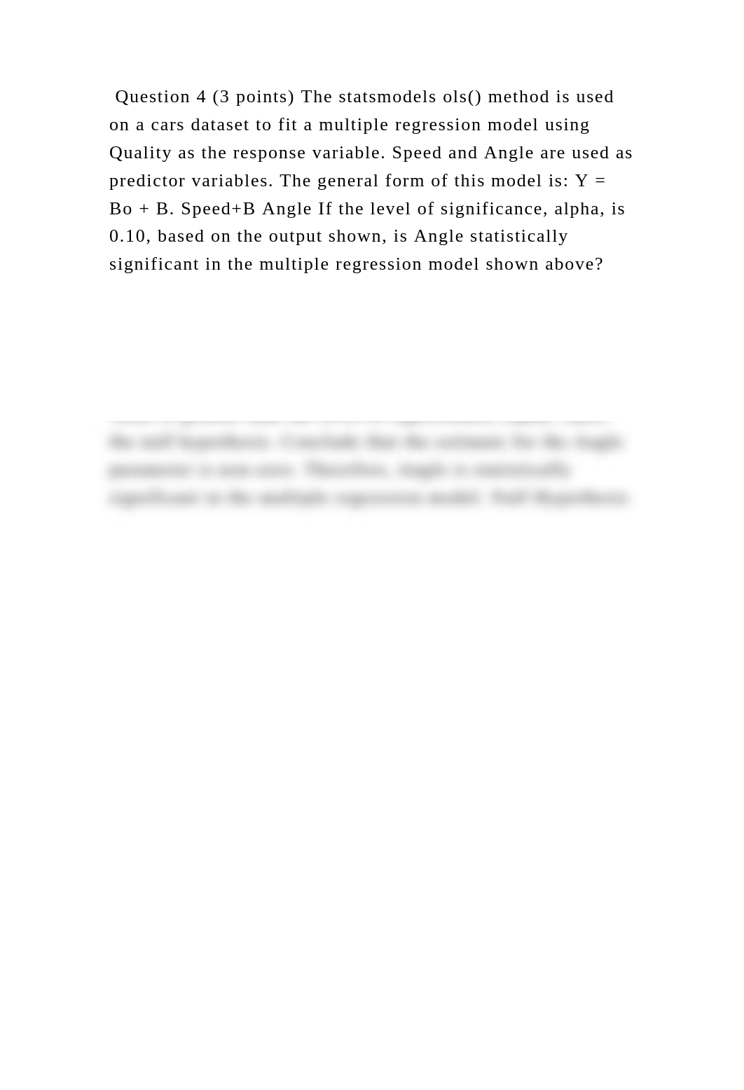 Question 4 (3 points) The statsmodels ols() method is used on a cars .docx_d1r8dymclmp_page2