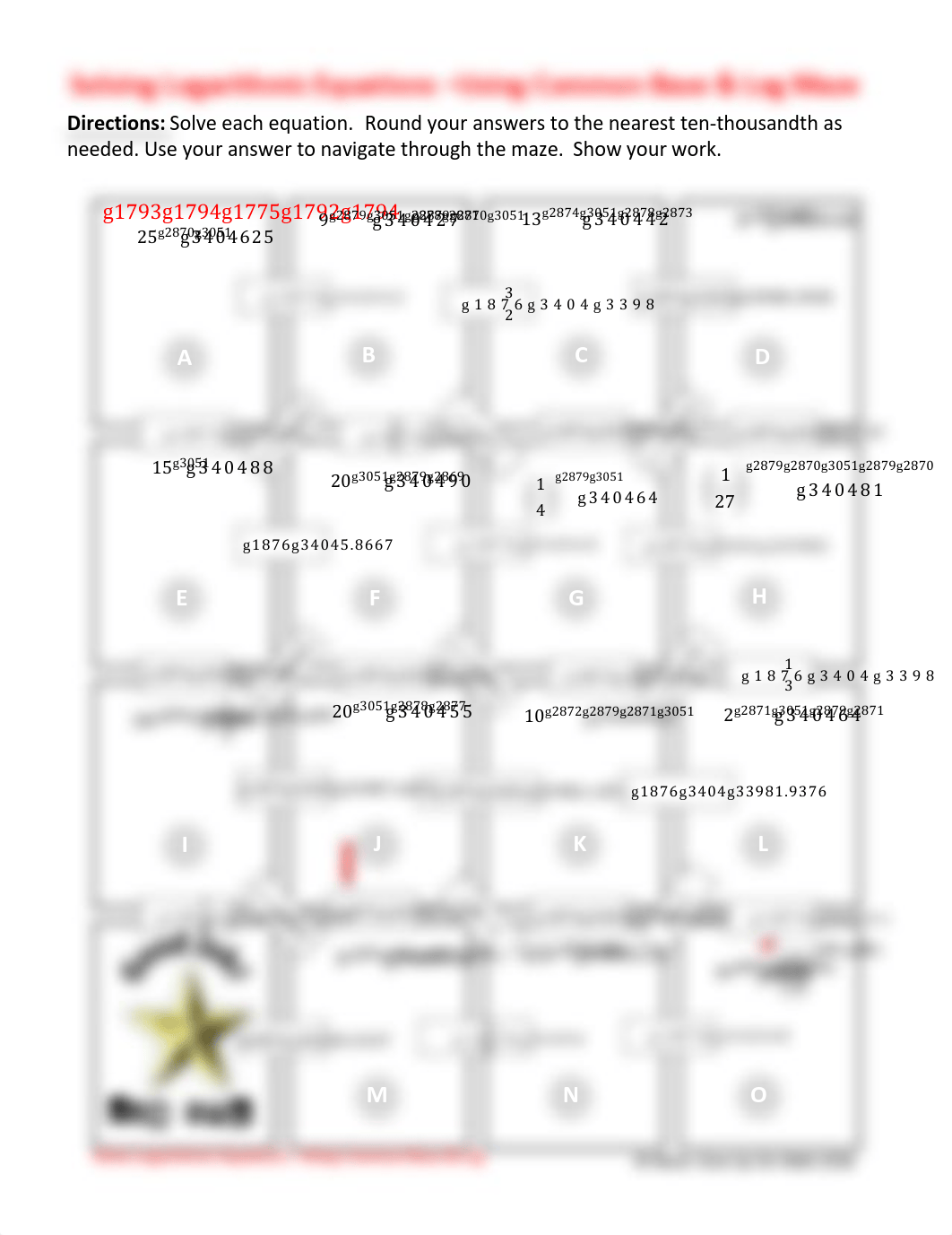 Solving Exponential Equations Maze - Common Base and Log.pdf_d1rvbysp320_page1