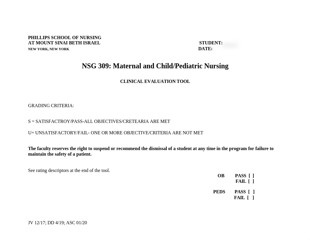 N309 Clinical Evaluation Rev Jan 2020.doc_d1sk4c1tt4u_page1