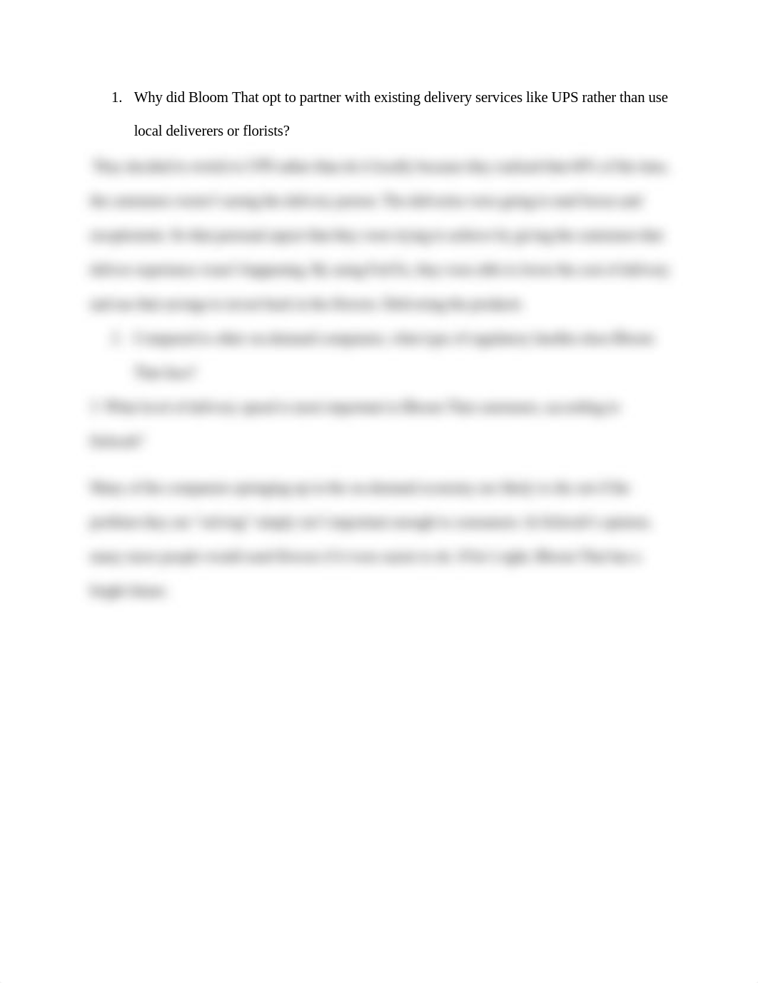 Why did Bloom That opt to partner with existing delivery services like UPS rather than use local del_d1t6ulpfruy_page1