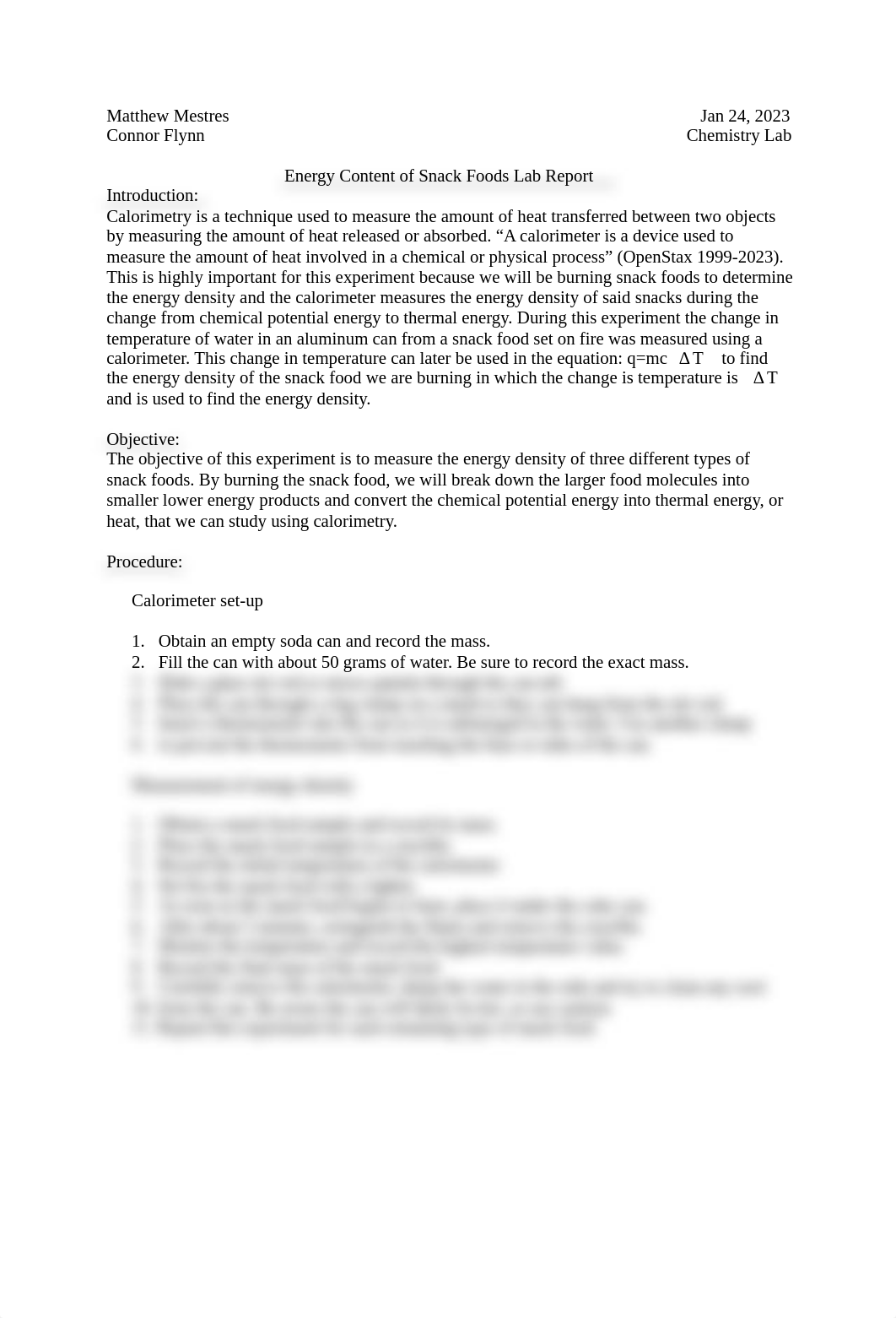 Energy Content of Snack Foods Lab Report.docx_d1usqmbbdod_page1