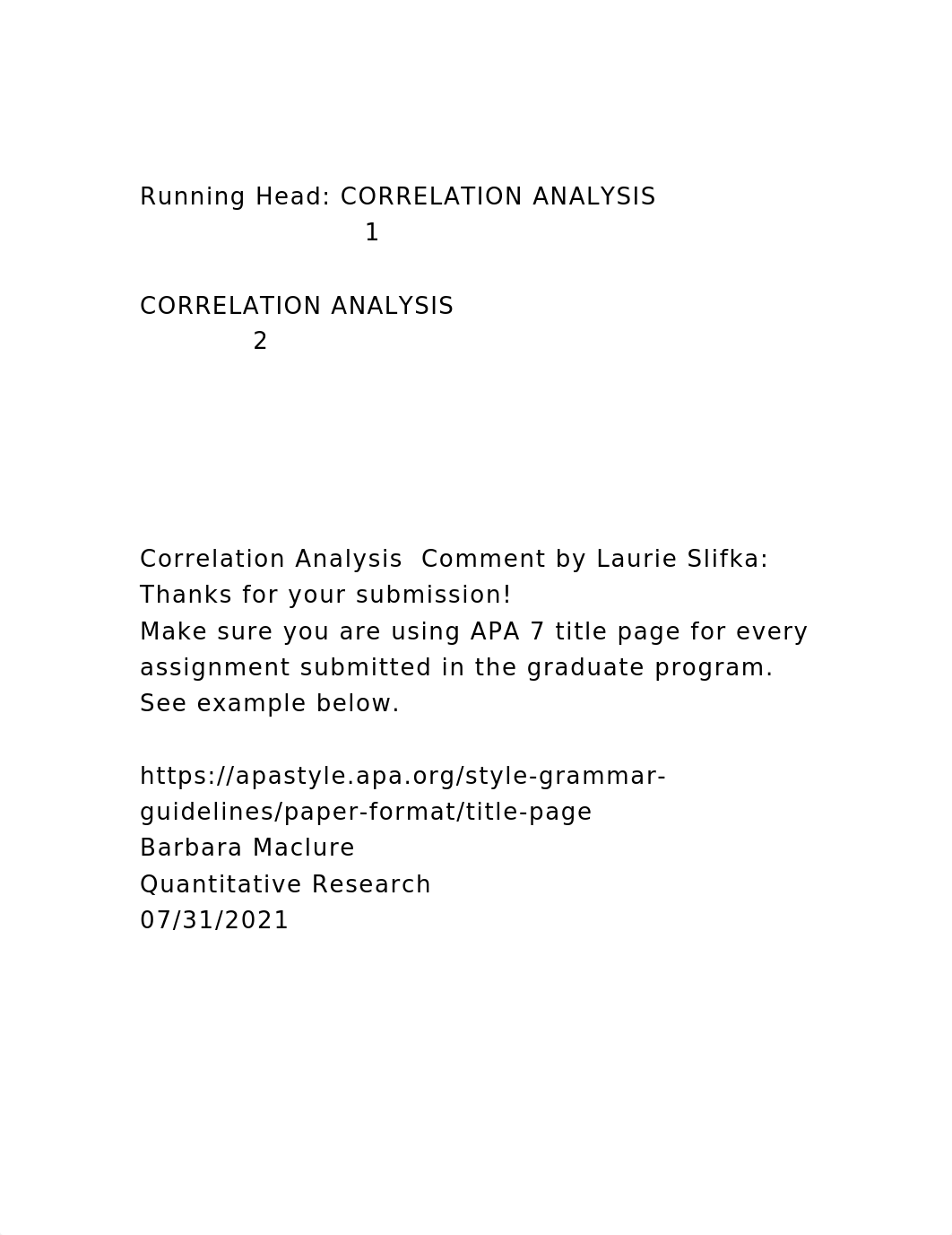 Running Head CORRELATION ANALYSIS1CORRELATION ANALYSIS.docx_d1uyagffjv9_page2