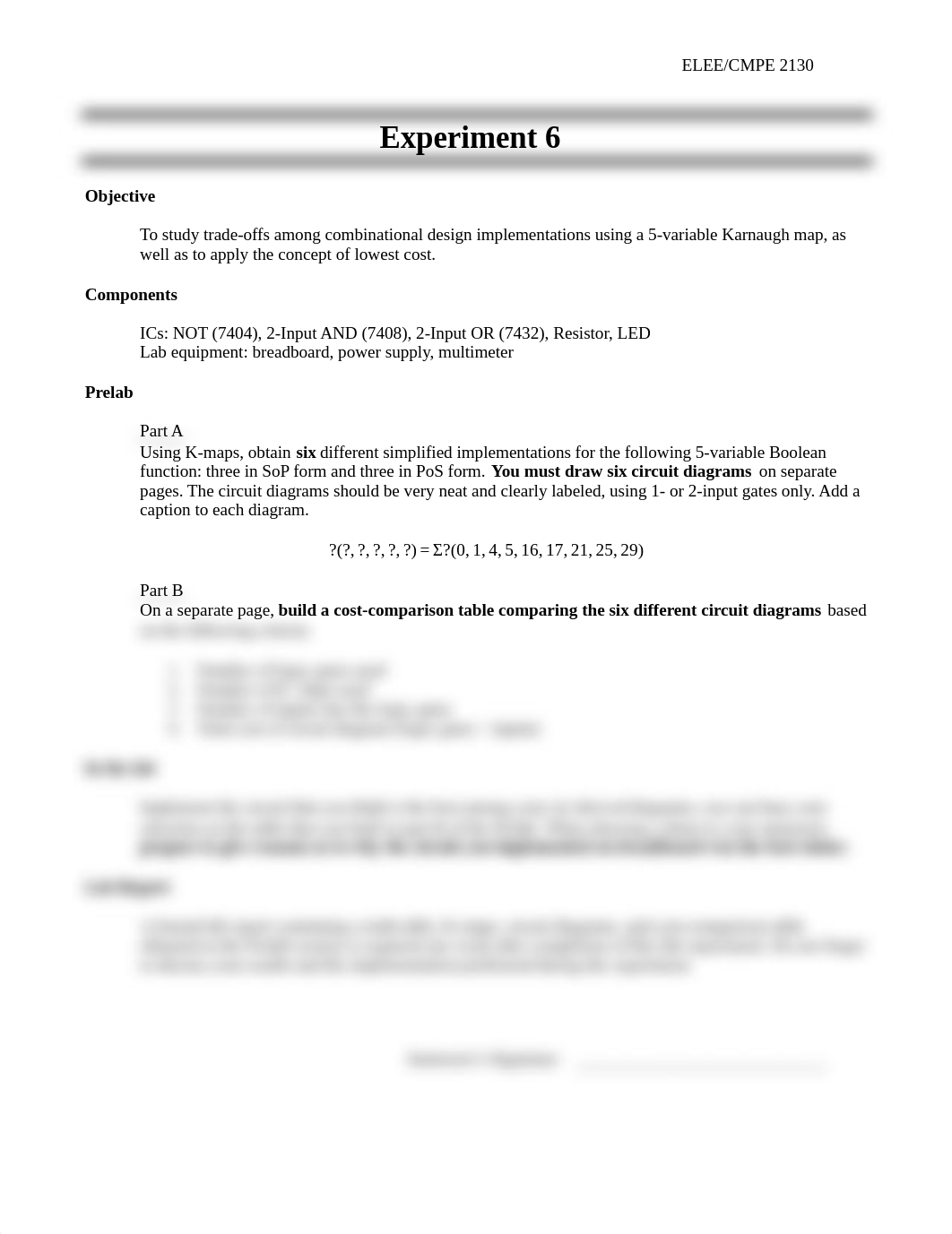 Lab 6 - Design Using 5-Variable K-Map and Lowest Cost Concept.pdf_d1vg1mcplyi_page1