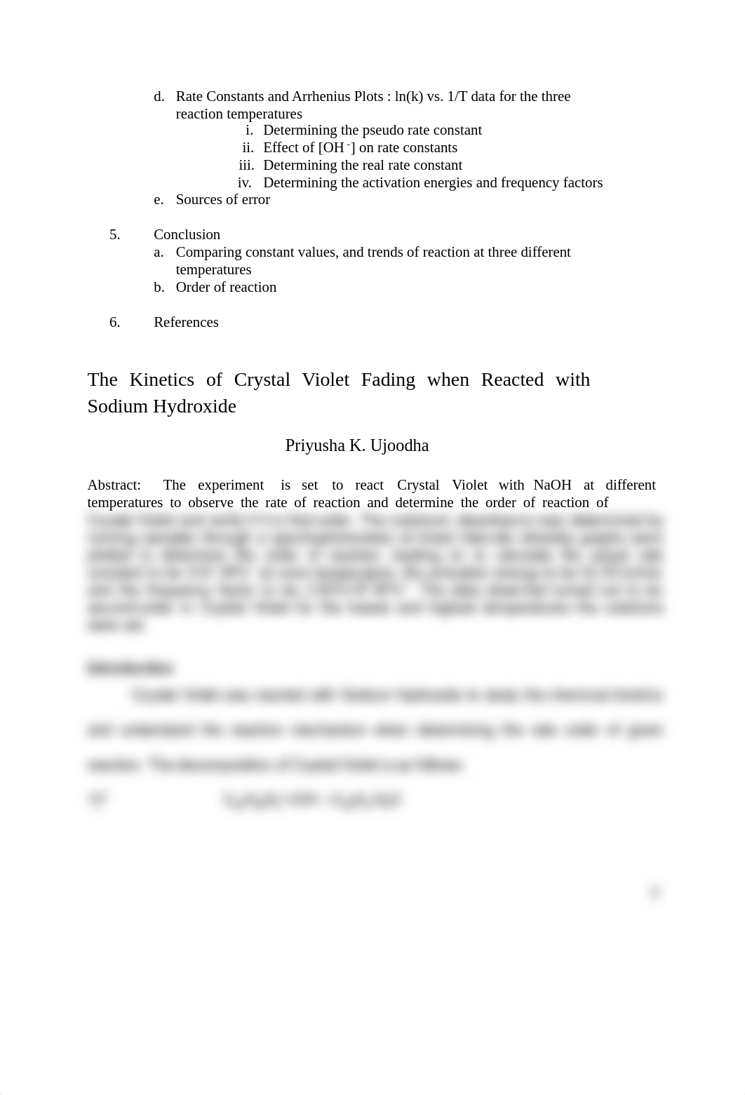 Outline of "The Kinetics of Crystal Violet Fading when Reacted with Sodium Hydroxide".pdf_d1vlu4mjn4a_page2