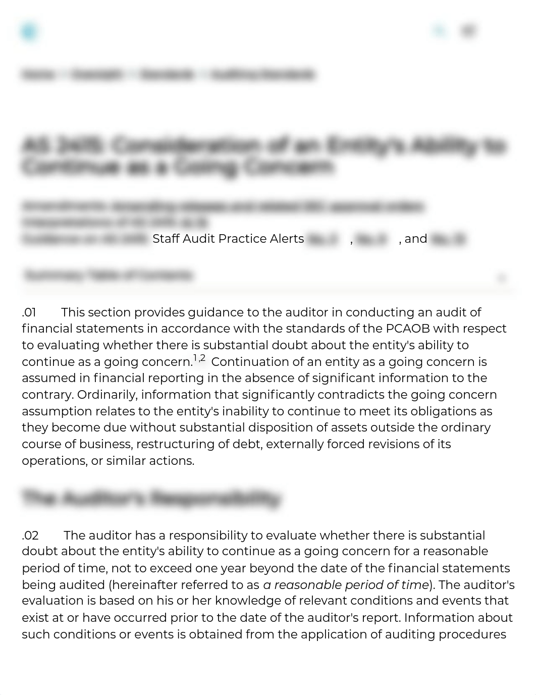 AS 2415_ Consideration of an Entity's Ability to Continue as a Going Concern _ PCAOB.pdf_d1vpo1teg9b_page1