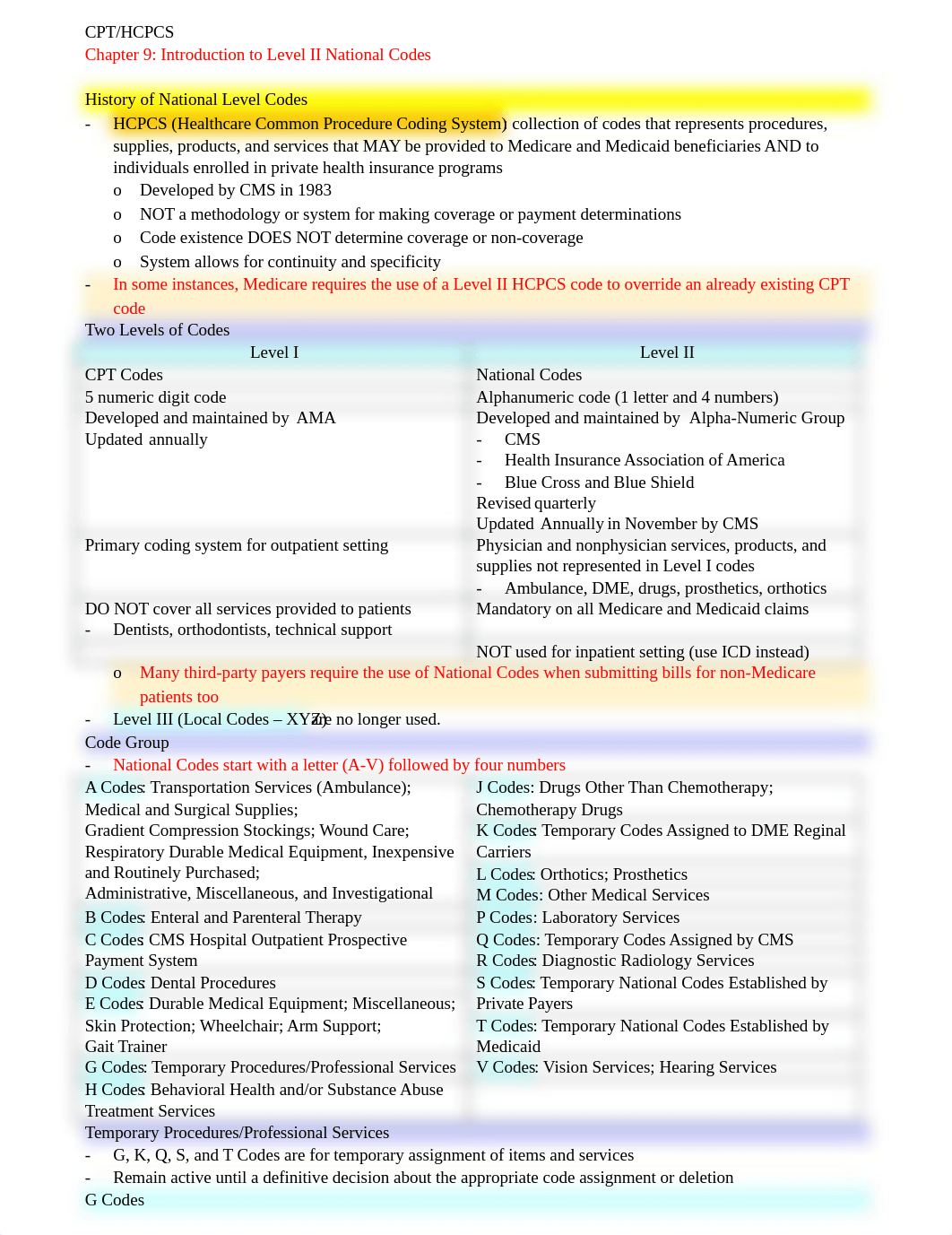 CPT-HCPCS Chapter 9 Notes - Intro to HCPCS.docx_d1w7laj3lvg_page1