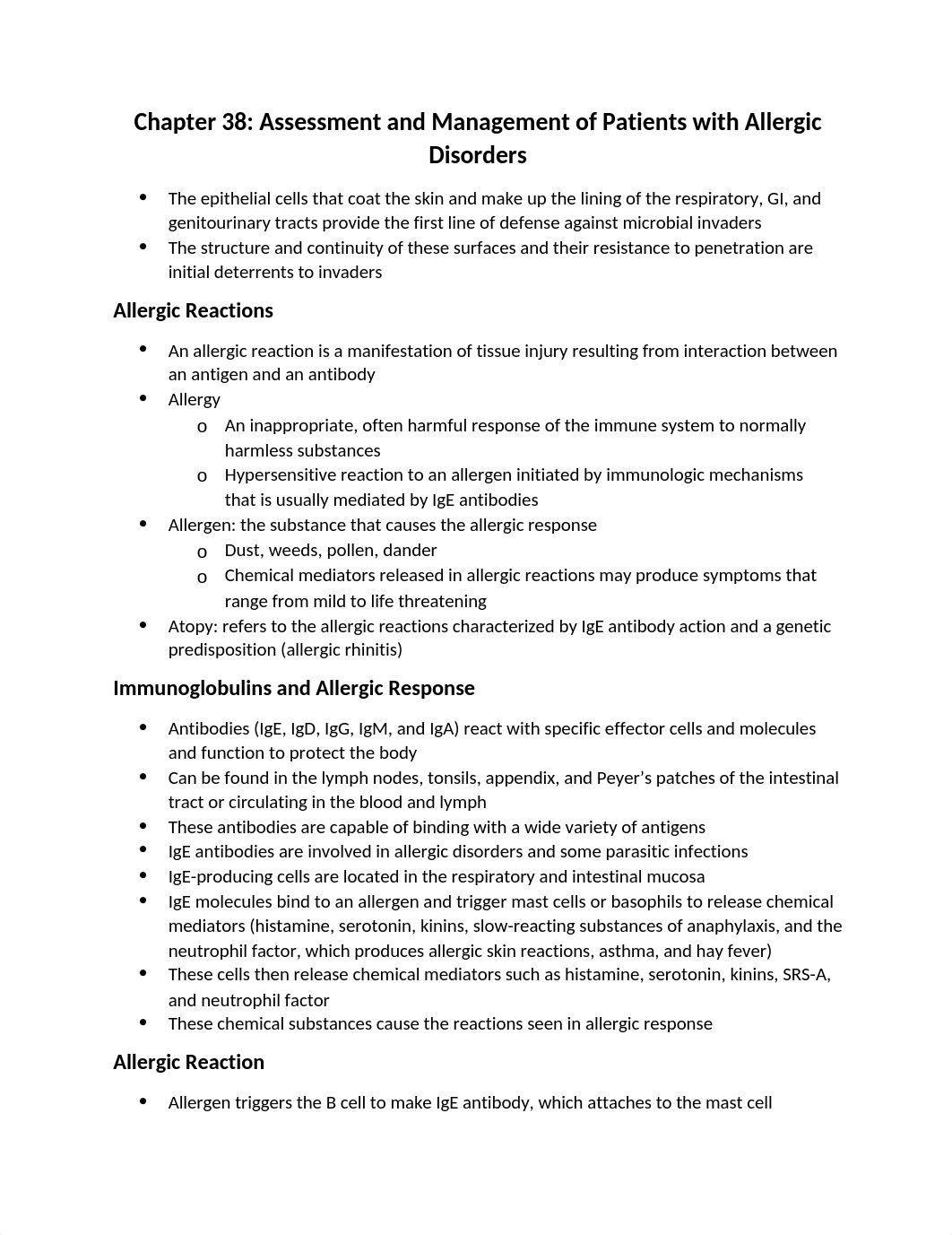 Med Surg 2 Chapter 38 Assessment and Management of Patients with Allergic Disorders.docx_d1x1q03677r_page1