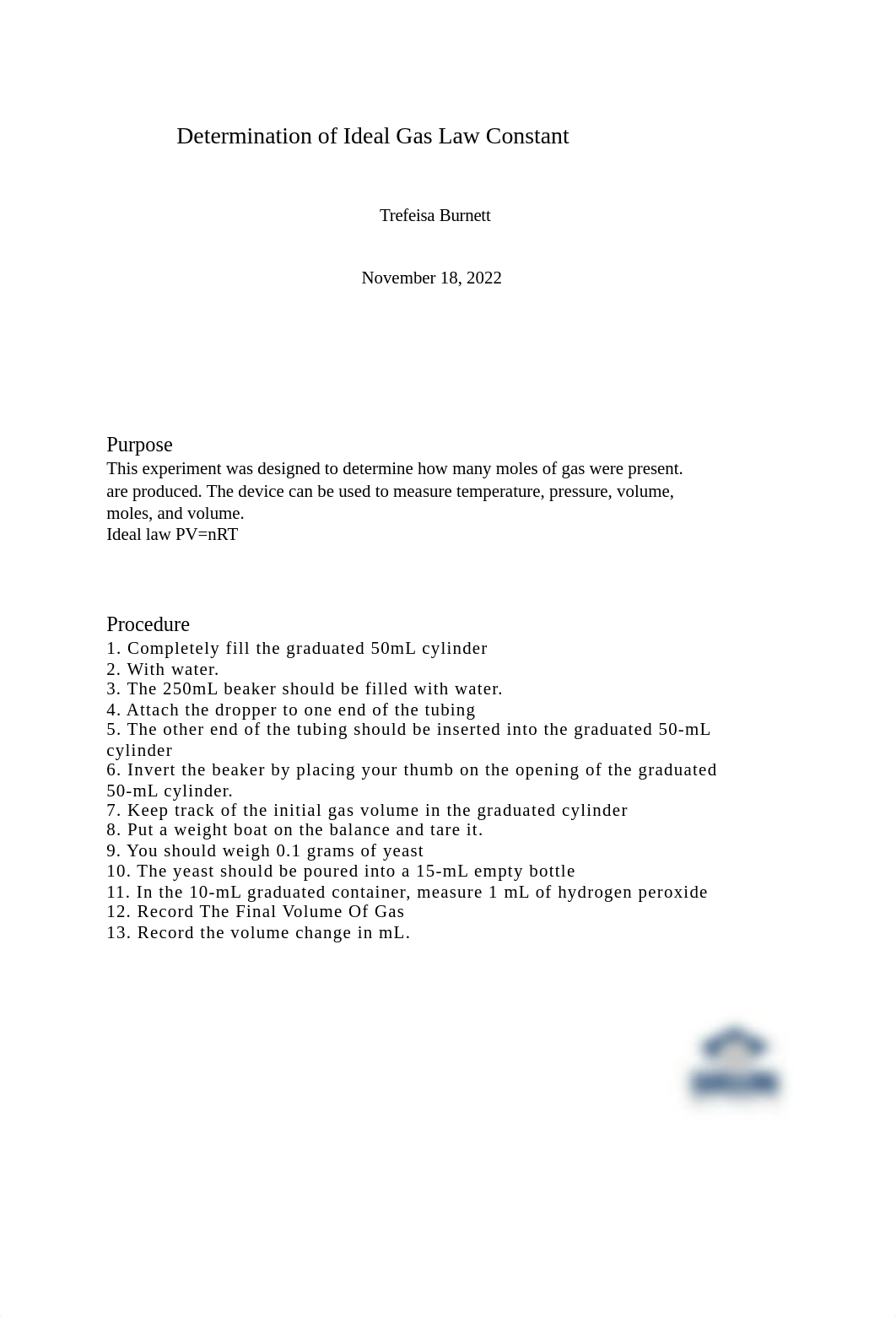 chemistry Module 6 Lab 1-Determination of Ideal Gas Law Constant Lab Report dys.docx_d1xgic85adm_page1