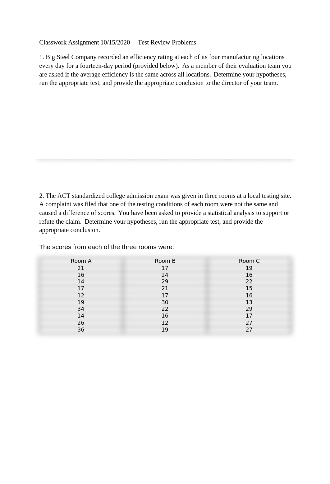 T-Test and ANOVA Sample Exam problems.docx_d1xgj7ij57v_page1