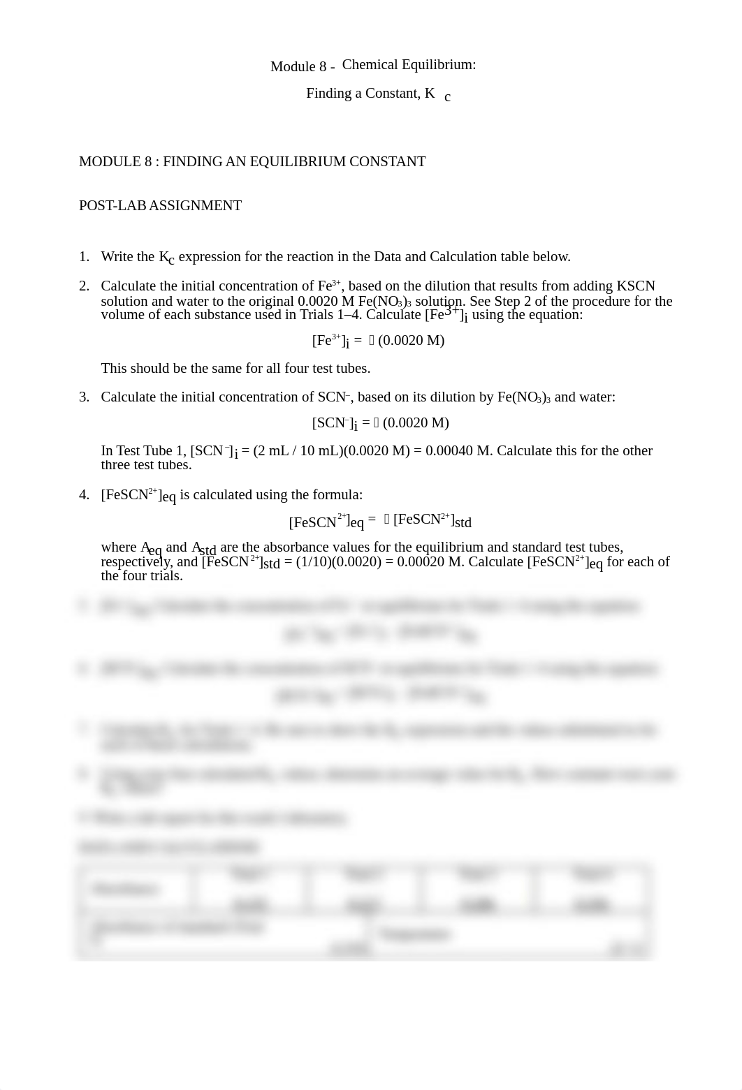 Chem II Module 8 Post Lab Assignment to Finding Kc Lab.docx_d1yuvynaw04_page1