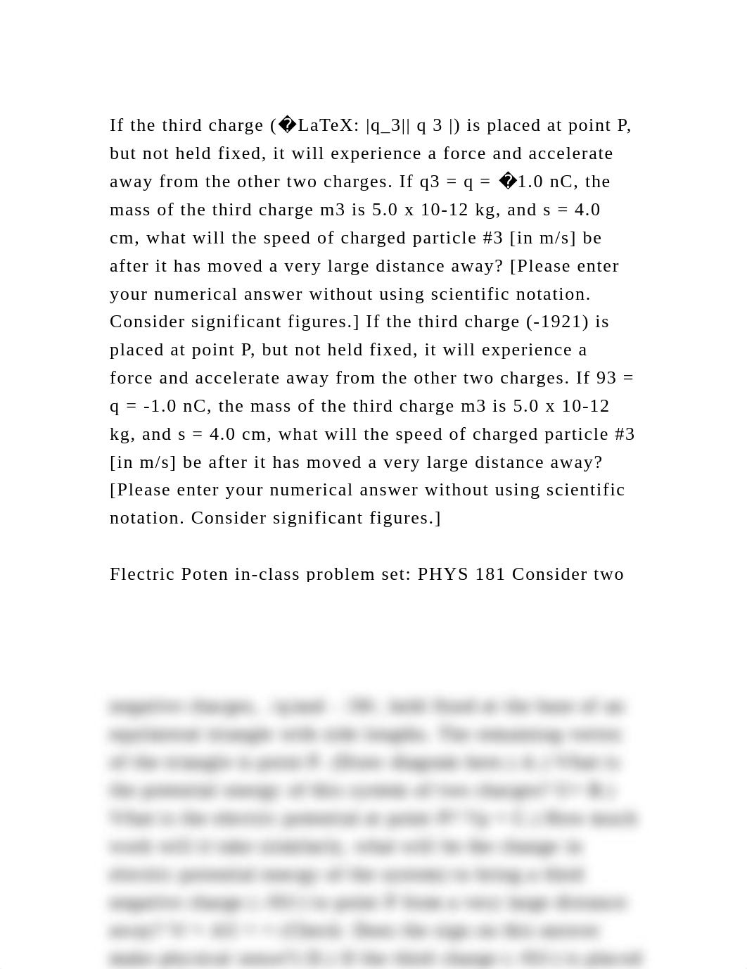 If the third charge (�LaTeX q_3 q 3 ) is placed at point P, but.docx_d1z3mgt0m73_page2