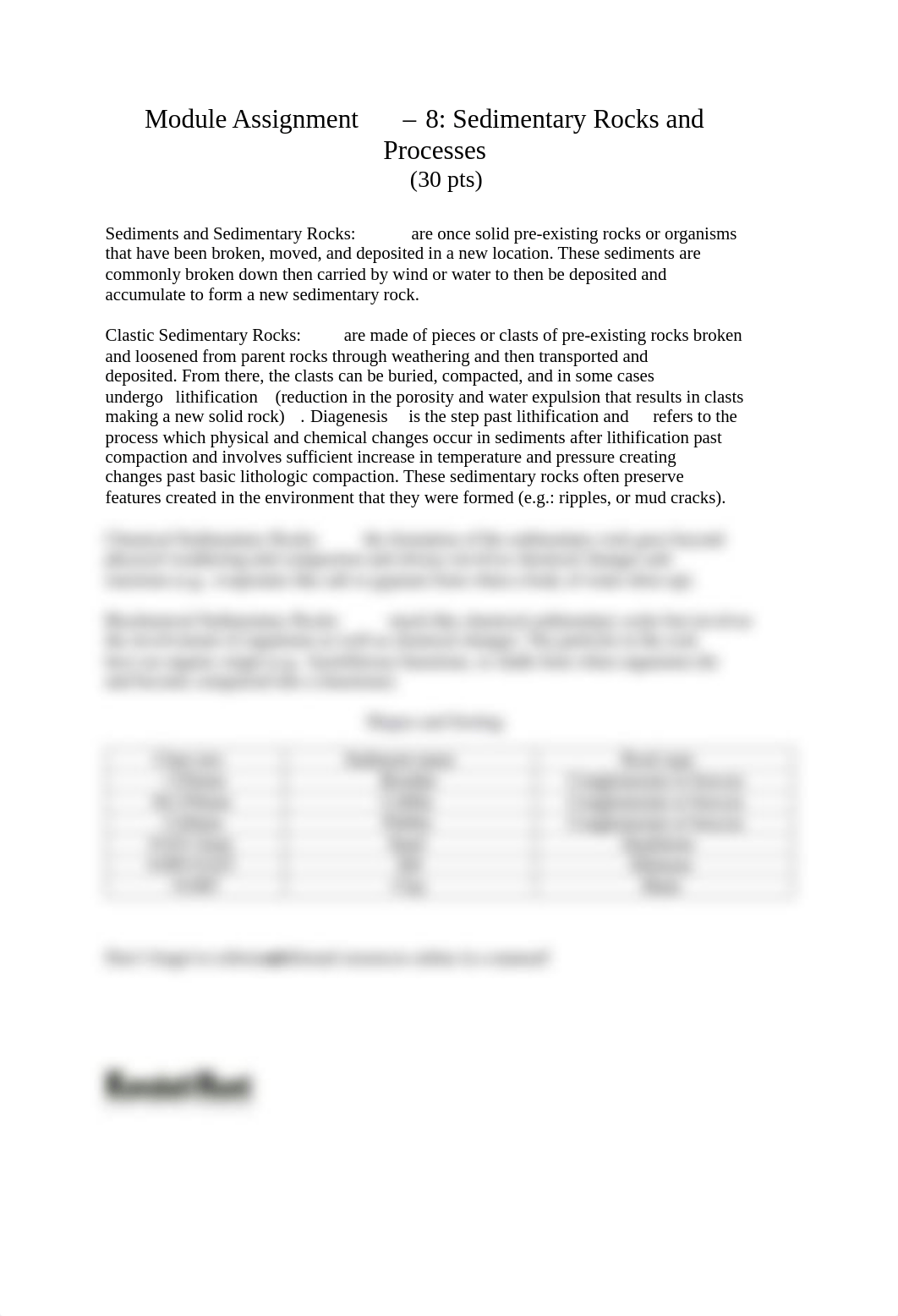 Module 8 Assignment Sedimentary Rocks and Processes.pdf_d1zo9je2ttl_page1