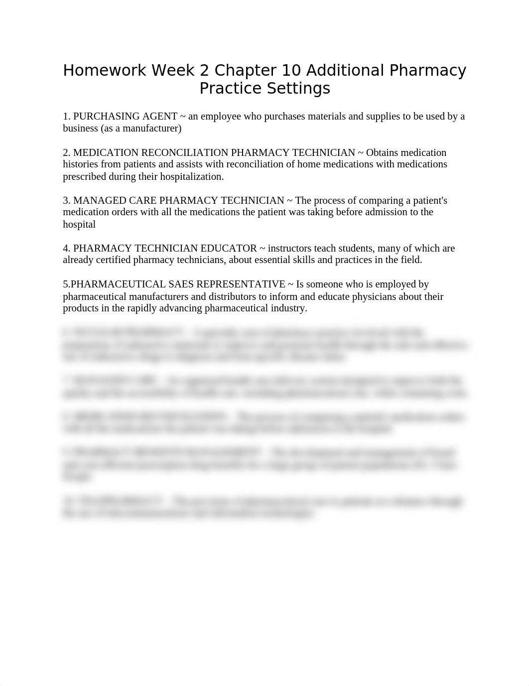 Homework Week 2 Chapter 10 Additional Pharmacy Practice Settings.docx_d204uxw3cc6_page1