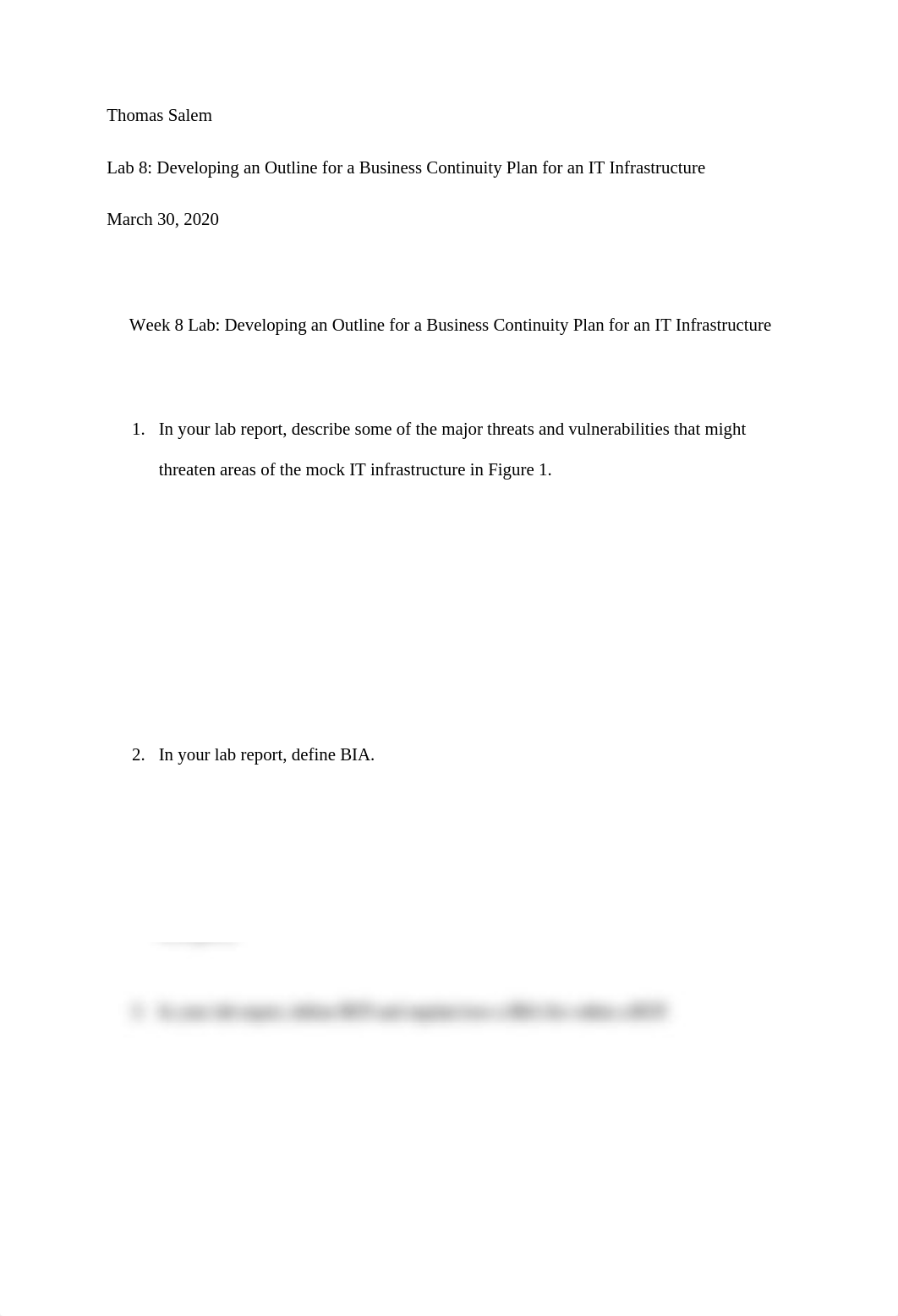 Lab 8 Developing an outline for a Business Continuity Plan for an IT Infrastructure.docx_d20s058h7a3_page1