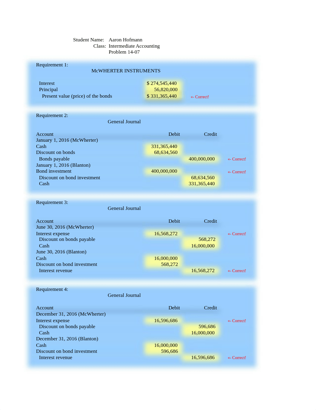 Aaron Hofmann Chapter 14 Problems 14-7 and 14-13.xlsx_d20vw43fx9l_page1