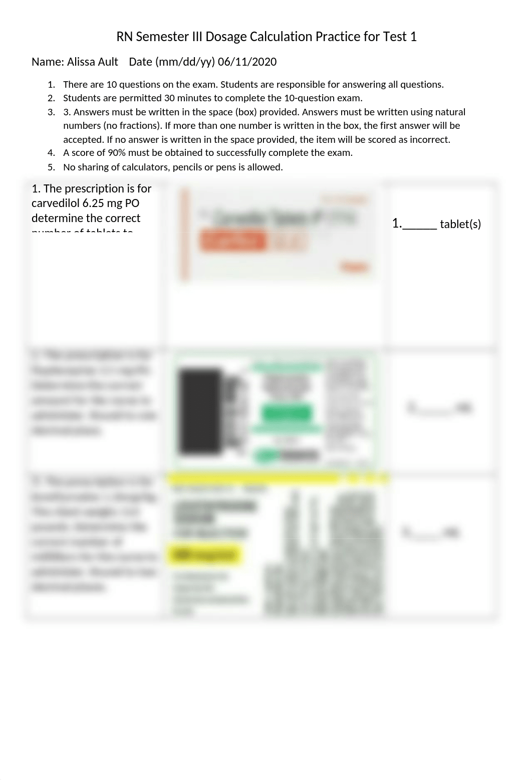 Dosage Calculations Exam Prep for Test 1.docx_d2181e0zx12_page1