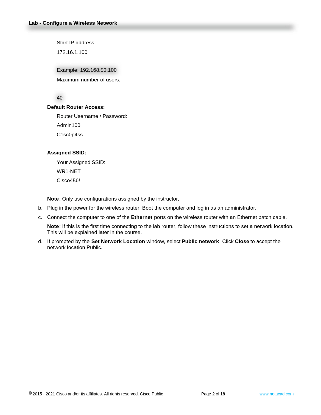 13.1.11 Lab - Configure a Wireless Network - ILM.docx_d21902wcfnm_page2