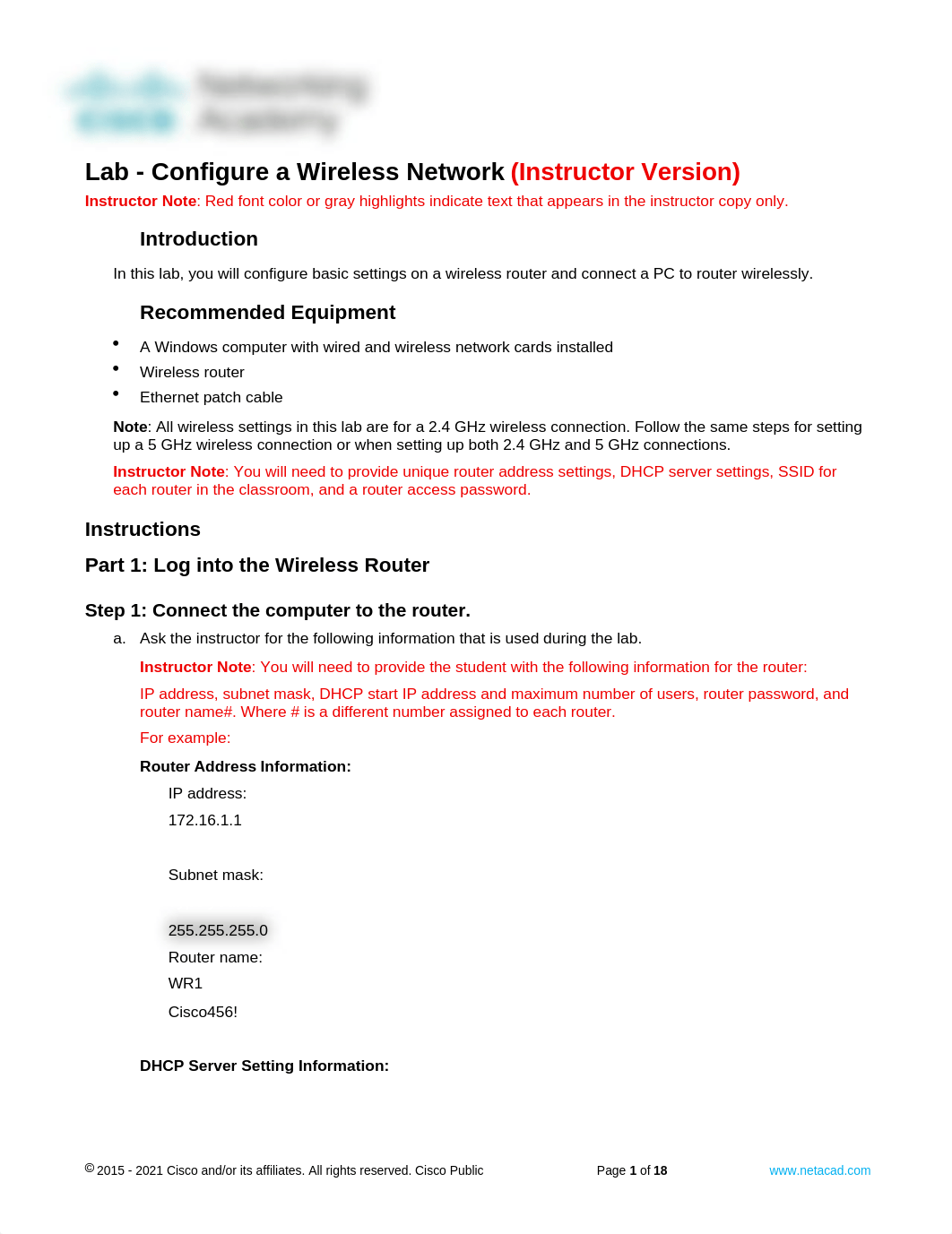 13.1.11 Lab - Configure a Wireless Network - ILM.docx_d21902wcfnm_page1