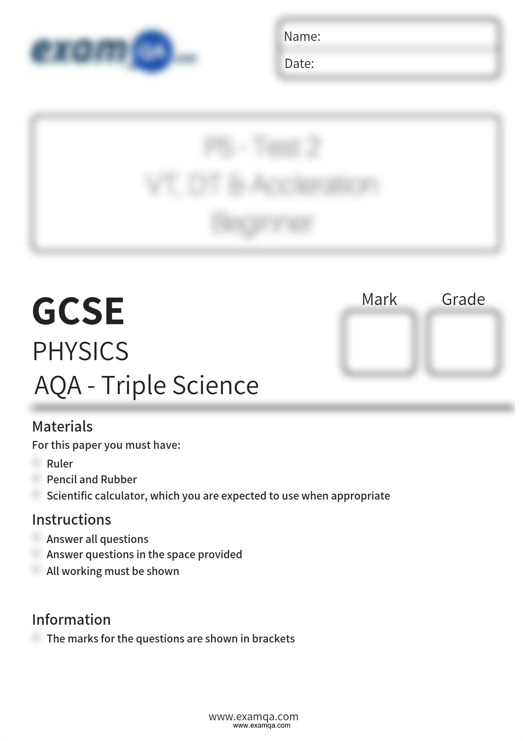 AQA-GCSE-Triple-P5-Test-2-Beginner-VT-DT-Accleration-QP.pdf_d21kf5khpfj_page1