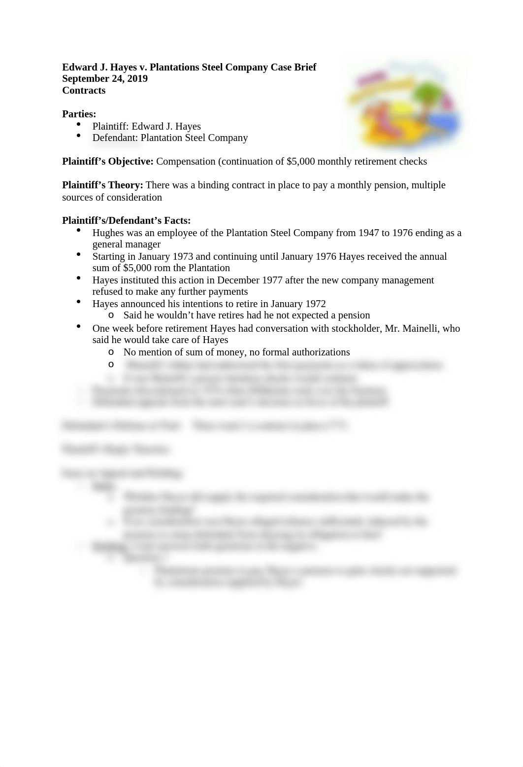 Edward J. Hayes v. Plantations Steel Company Case Brief.docx_d21r33ejd3w_page1