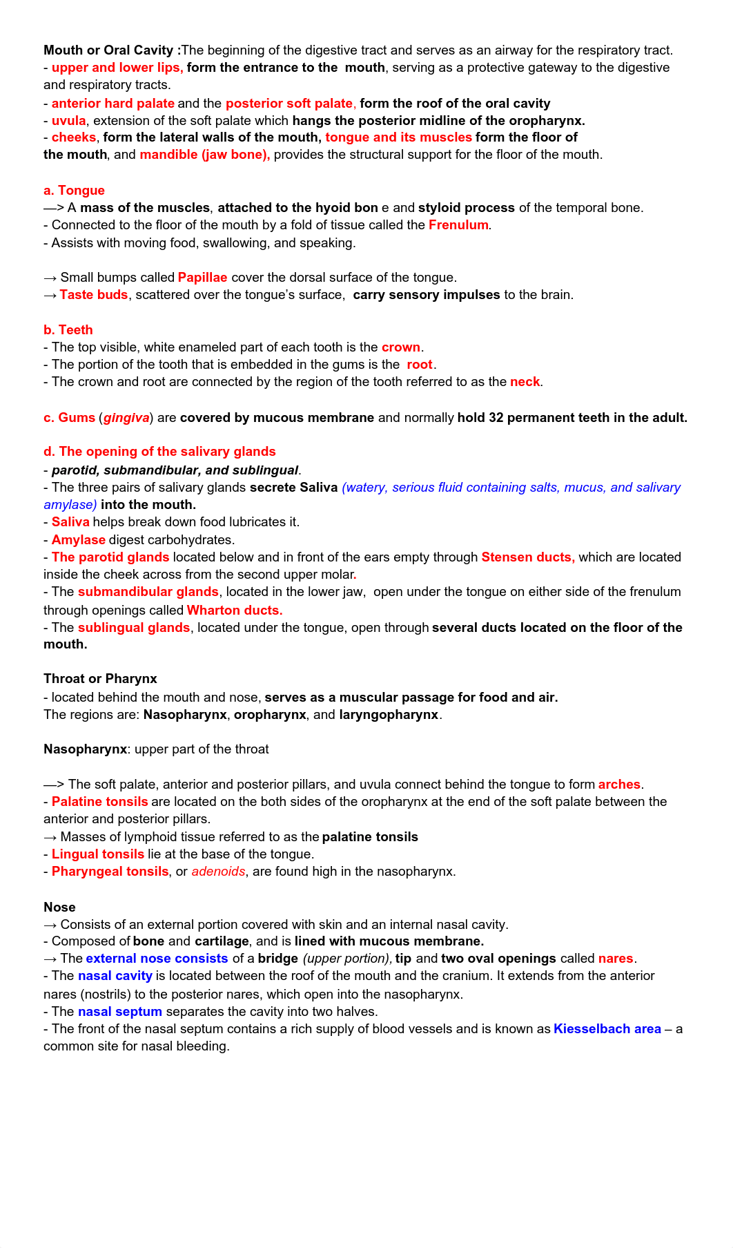 HA Notes Mouth, Throat, Nose, Sinuses.pdf_d22pzic2yrp_page1