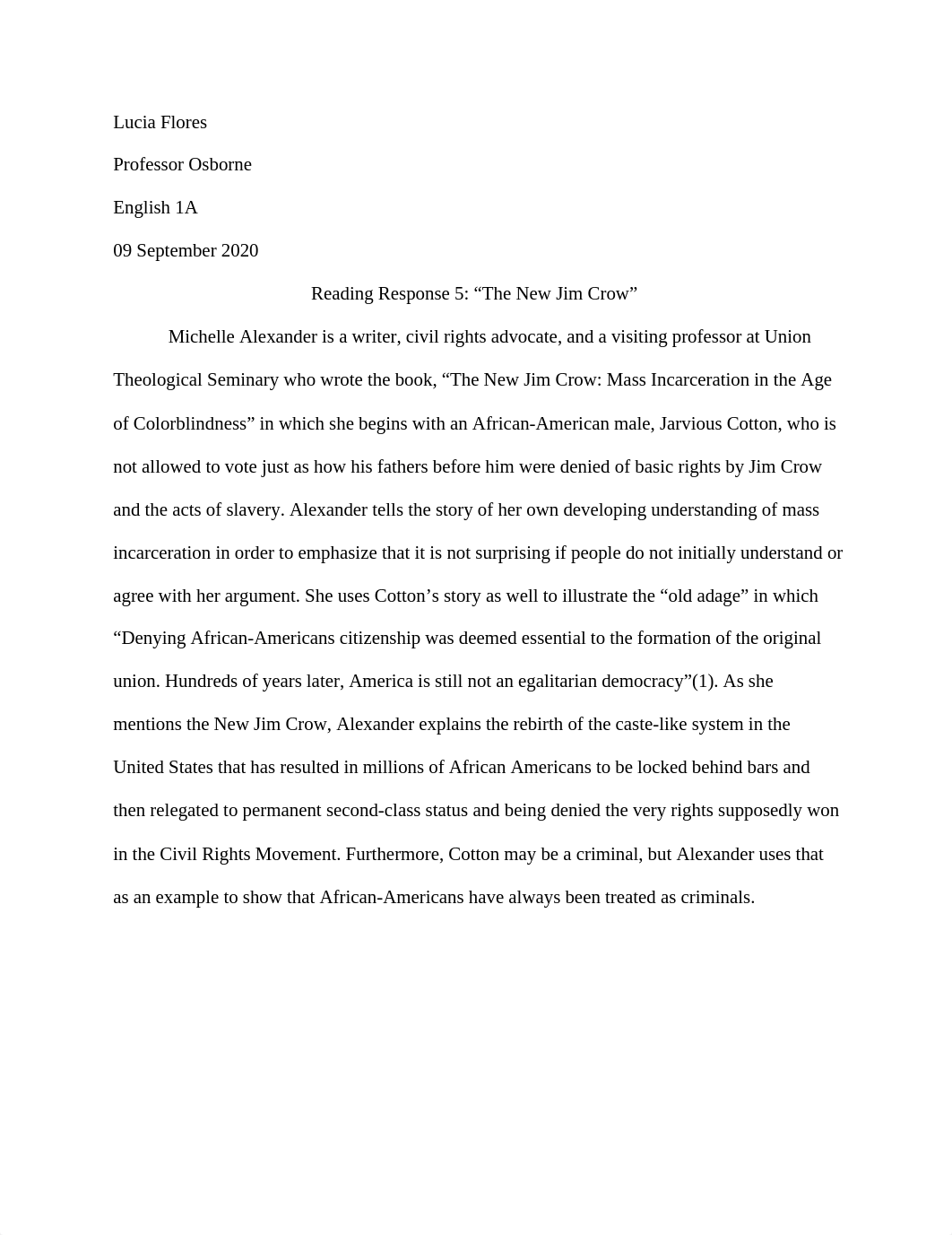 The New Jim Crow (Michelle Alexander)Reading Response 5 (1).odt_d23j9kcrka4_page1