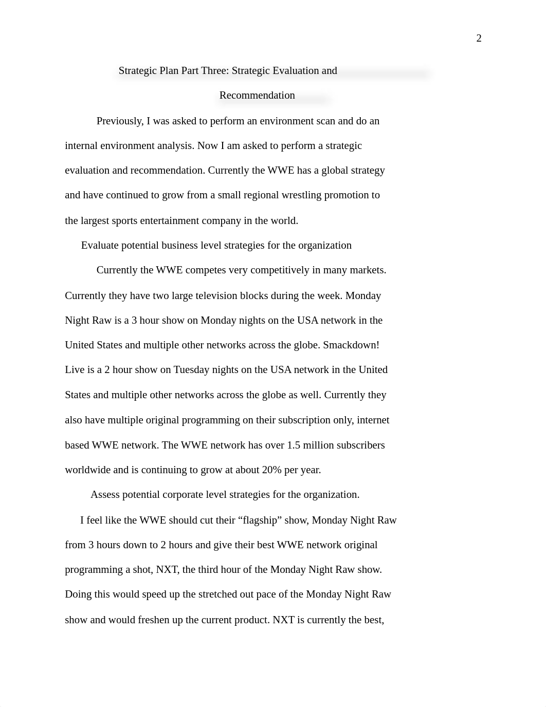 STR 581 Week 4 Strategic Plan Part 3 - Strategic Evaluation and Recomendation - Jason Taylor.docx_d23k31ow4a6_page2