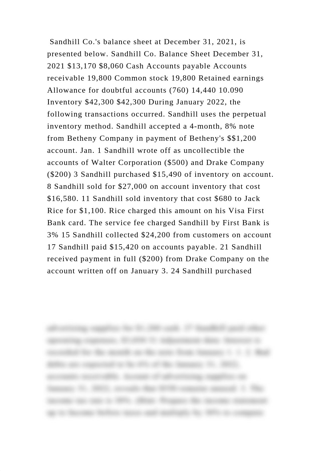 Sandhill Co.s balance sheet at December 31, 2021, is presented below.docx_d23w795904x_page2