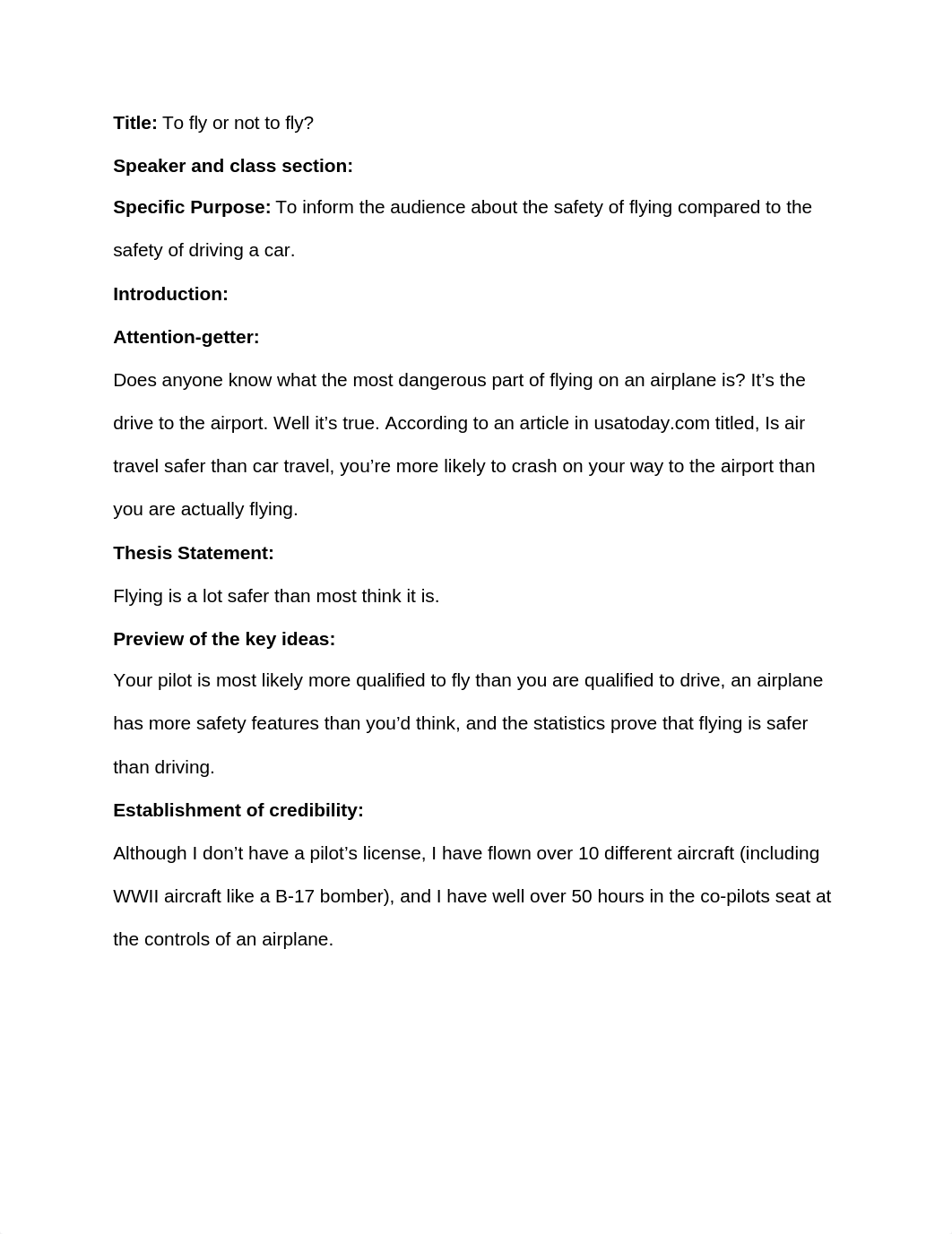 Informative Speech Outline - To Fly or not to Fly_d23y1ku11sb_page1