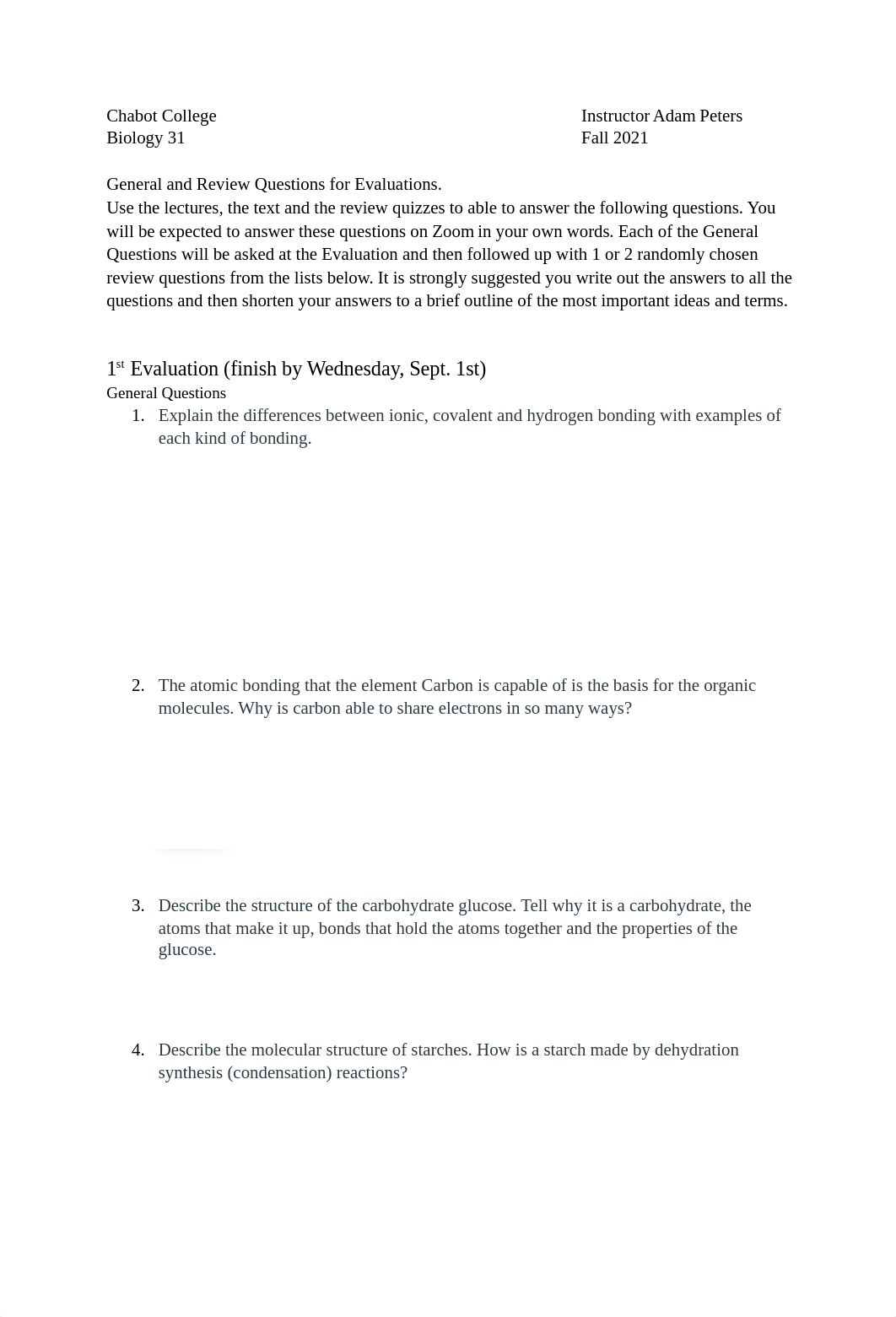 Bio 31 General and Review Questions for Bio 31 with due dates for the Evaluations 1 and 2.docx_d2474morltd_page1