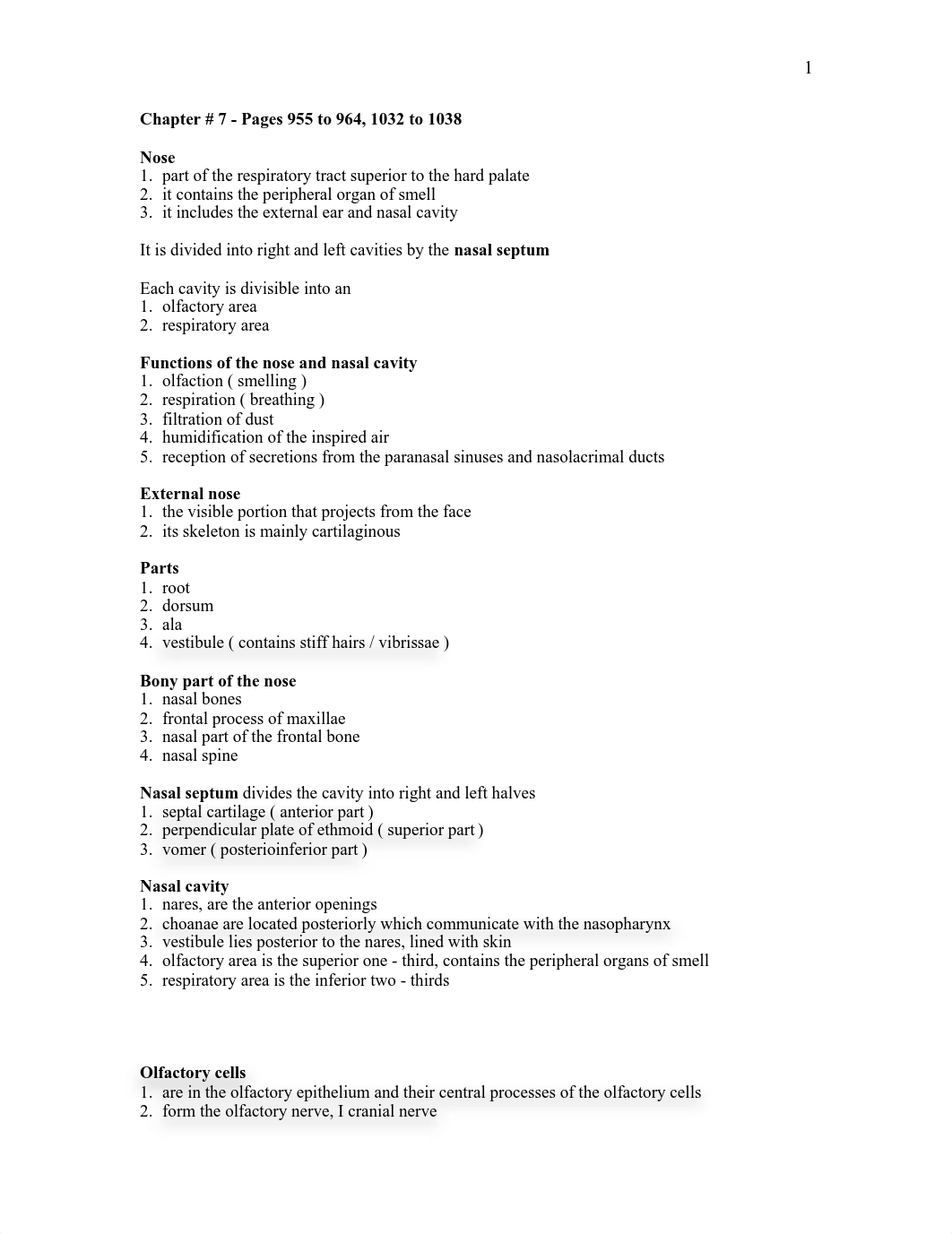 ANAT 2626 Chapter 7 - Nose, Nasal Cavity, Paranasal Sinuses and Esophagus (Mercy Navis)_d24xrm8k6gy_page1