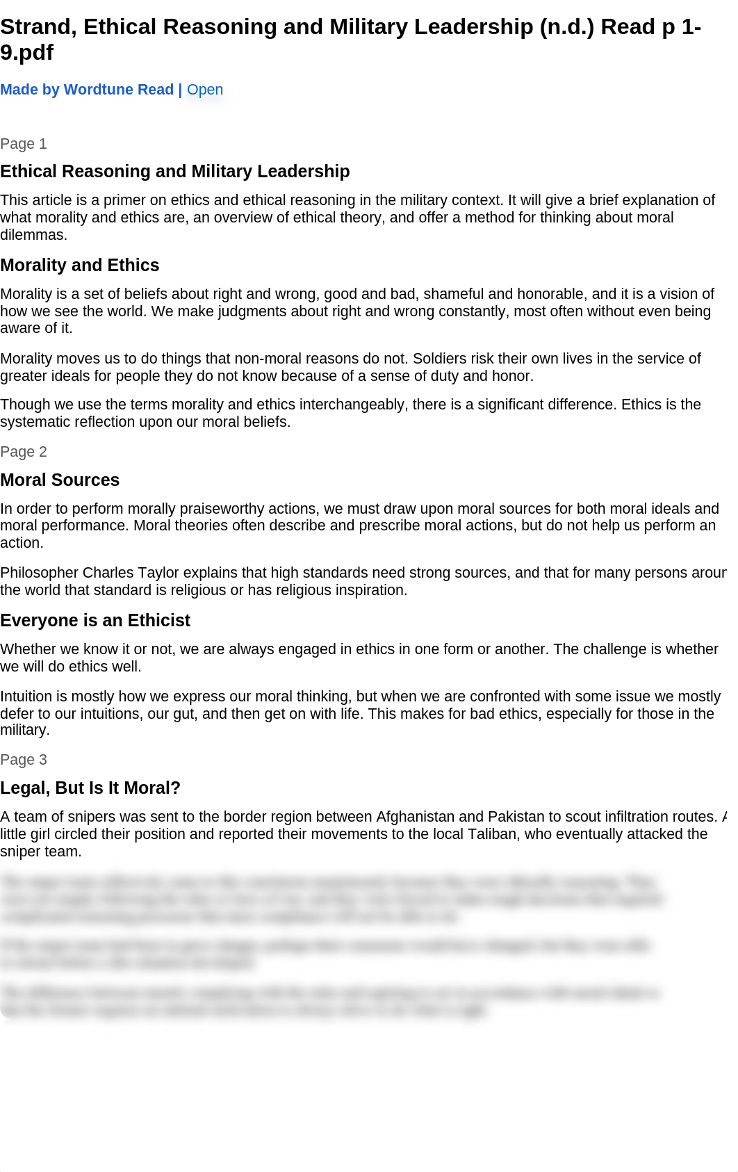 Strand, Ethical Reasoning and Military Leadership -WT_Summaries.docx_d2502k4qwcn_page1