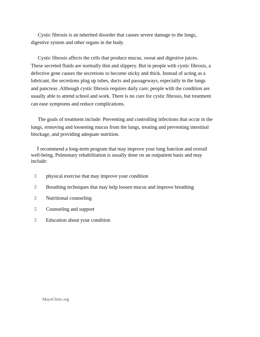 Cystic fibrosis is an inherited disorder that causes severe damage to the lungsK.McCord.docx_d258kv1dmha_page1