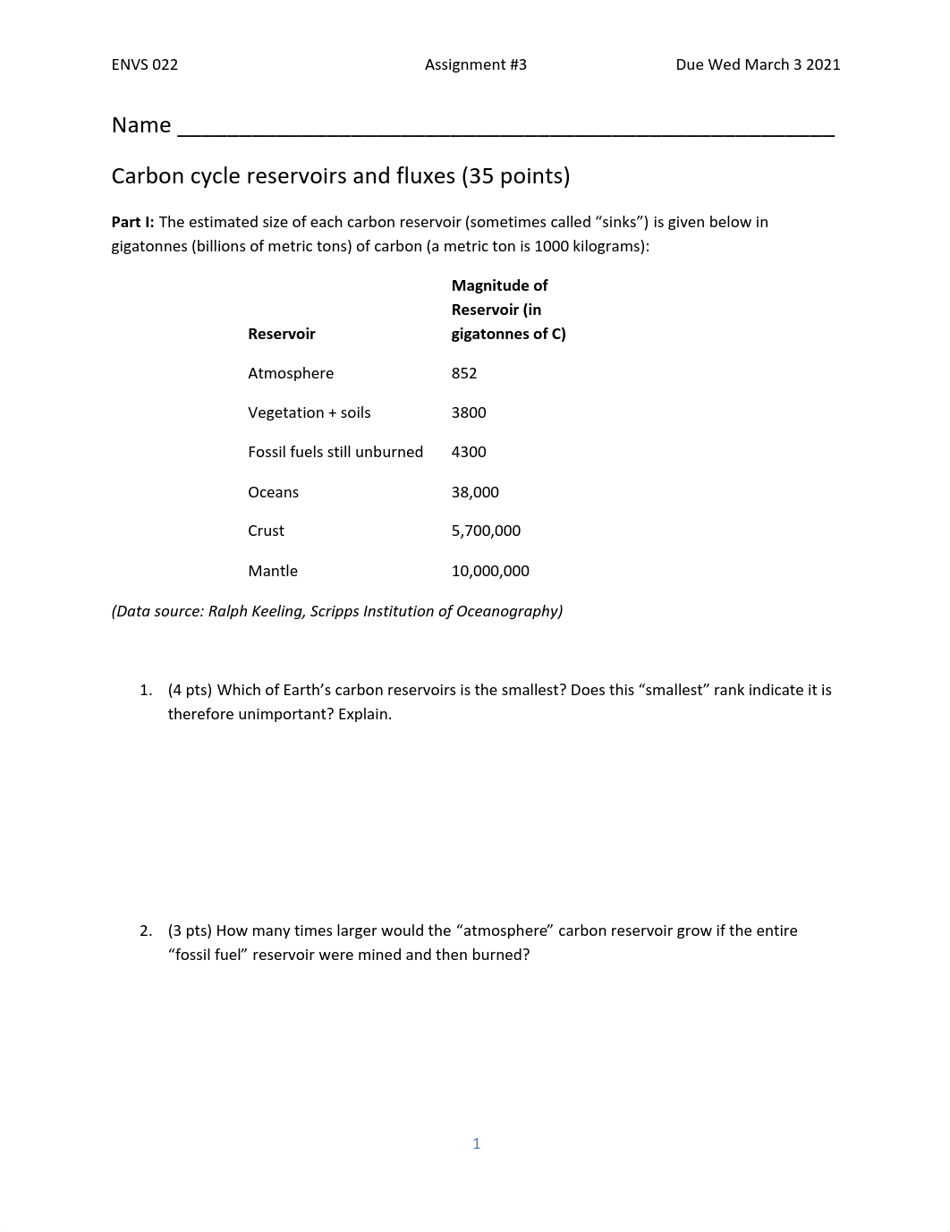 ENVS 022 Assignment 3 2021 C cycle _reservoirs_fluxes (1).pdf_d2683l9jf2w_page1