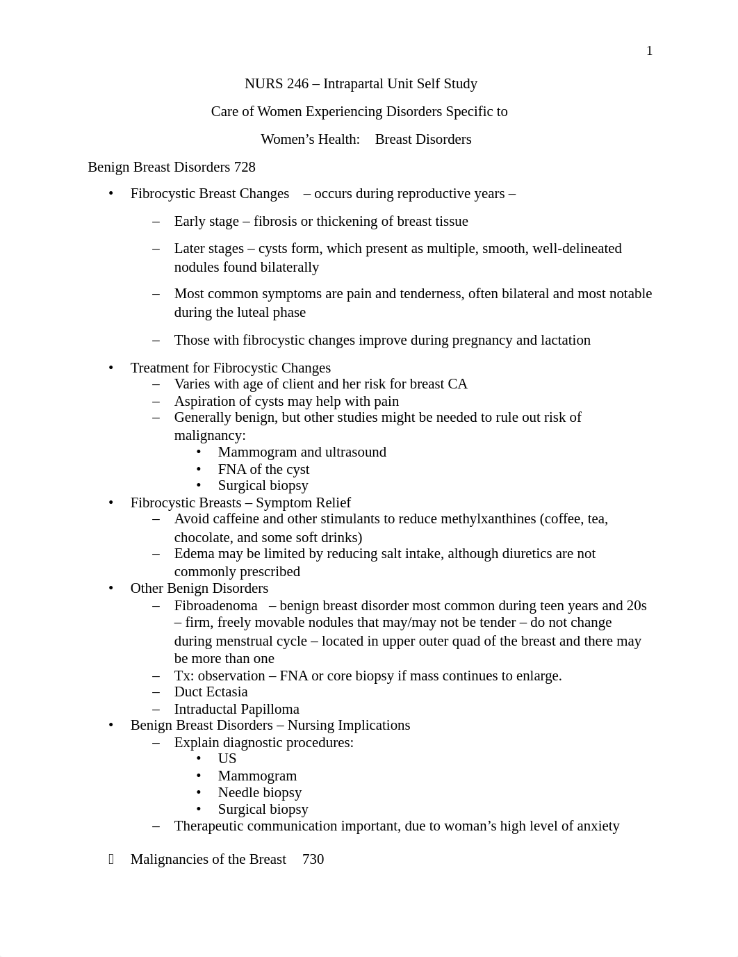 Self Study Unit - Breast Disorders.docx_d26ss4p4gpm_page1