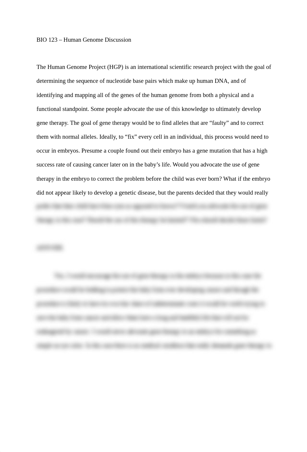 BIO 123 - Human Genome Discussion.docx_d26yxgtmb74_page1