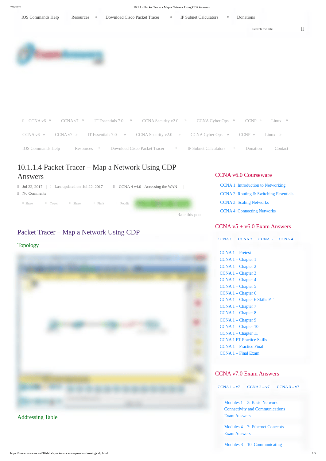 10.1.1.4 Packet Tracer - Map a Network Using CDP Answers.pdf_d27k2y05x0g_page1